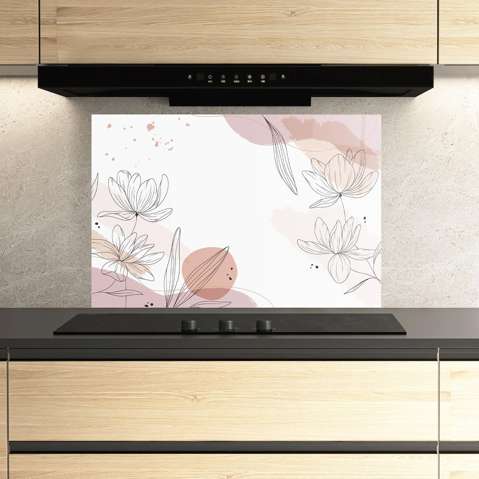 Konyhai üveg hátfal Black Pink Line mockup 3