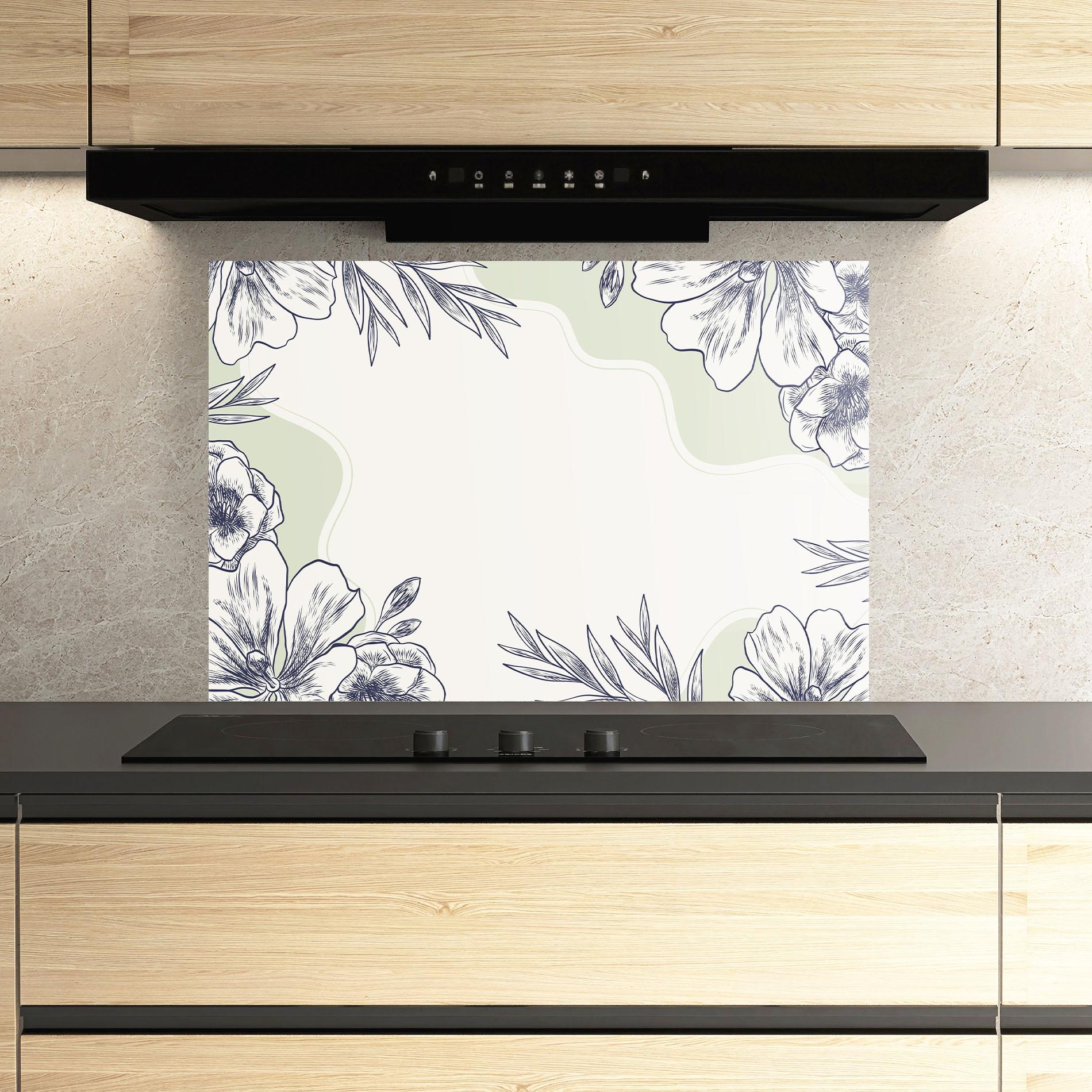 Konyhai üveg hátfal Blue Line Green mockup 3