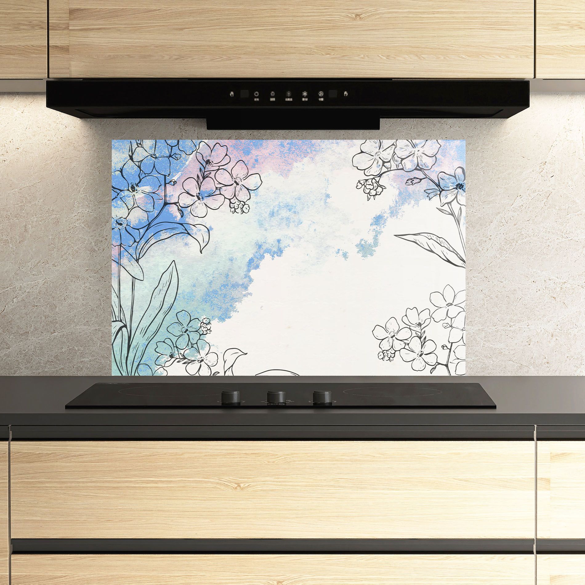 Blue Watercolor Flower mockup 3