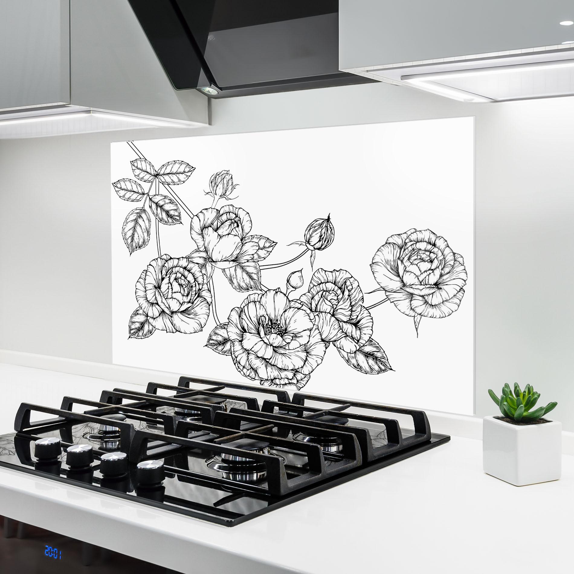 Konyhai üveg hátfal Big Roses Line mockup 6