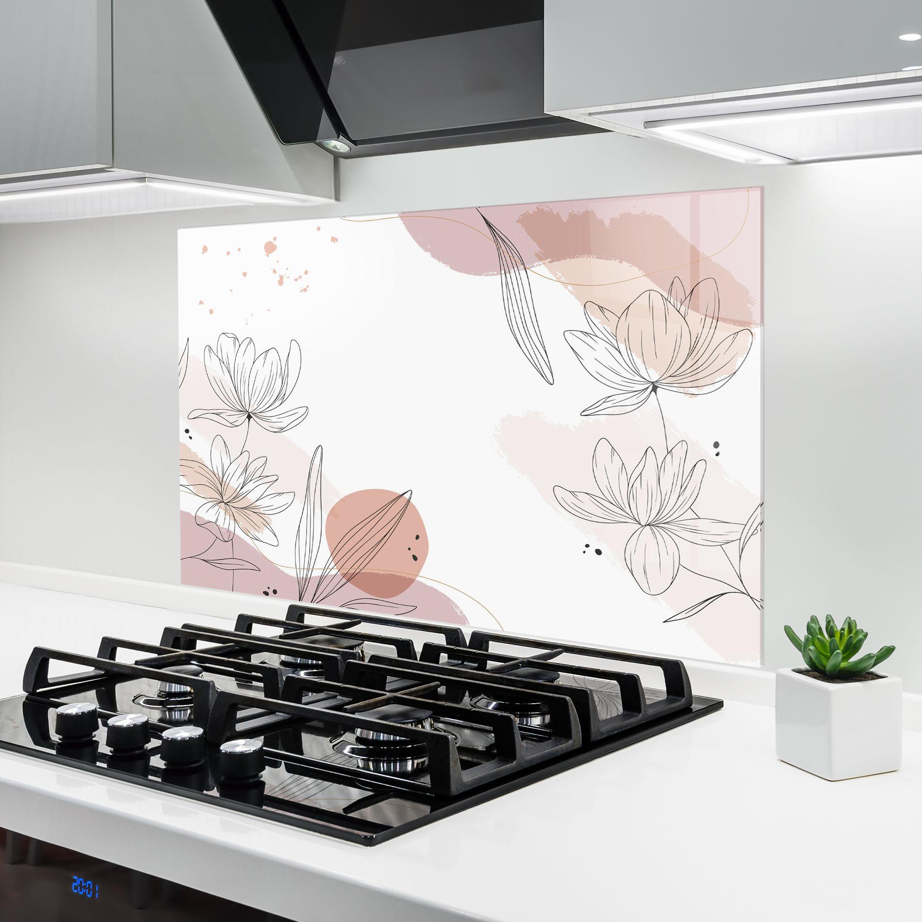 Konyhai üveg hátfal Black Pink Line mockup 6