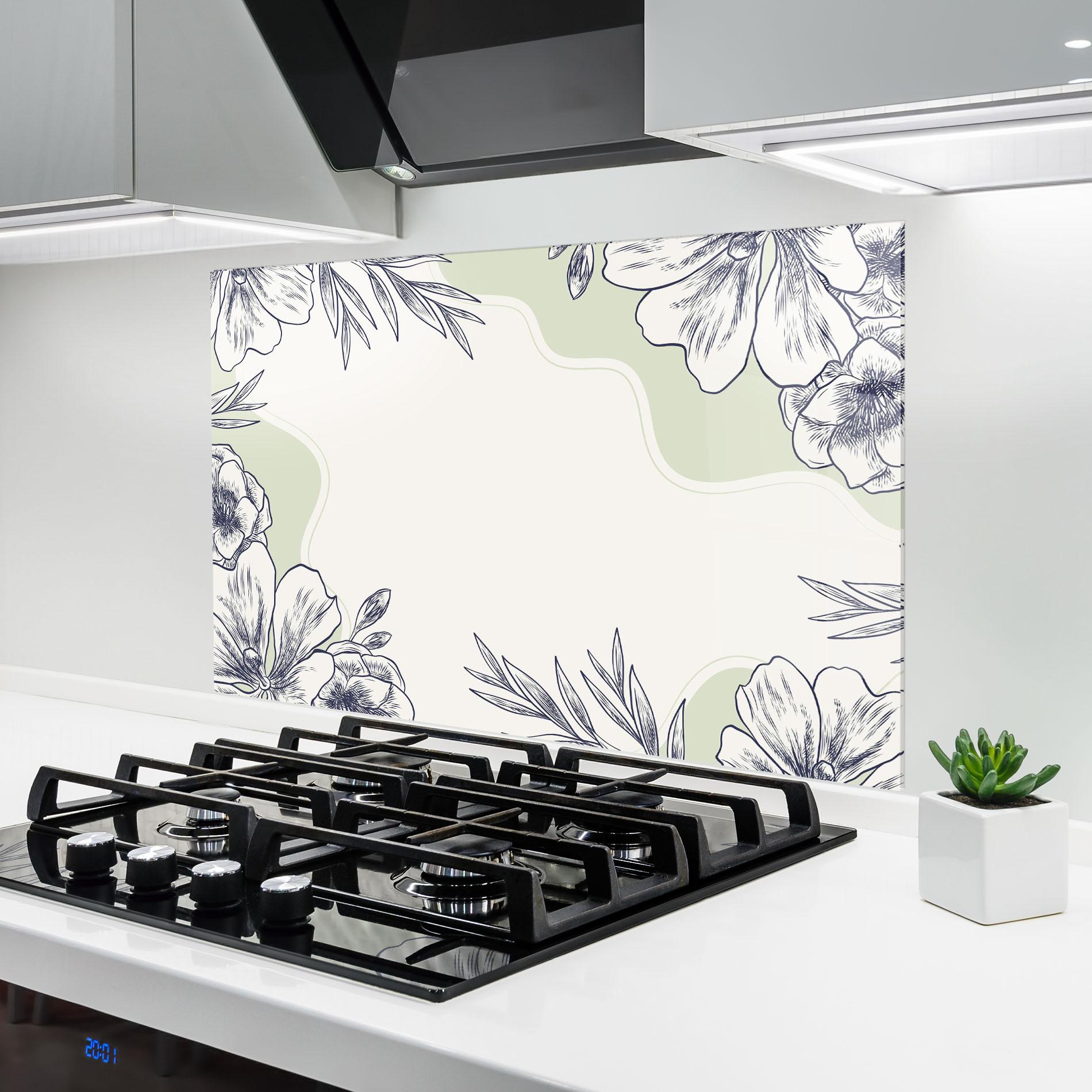 Konyhai üveg hátfal Blue Line Green mockup 6