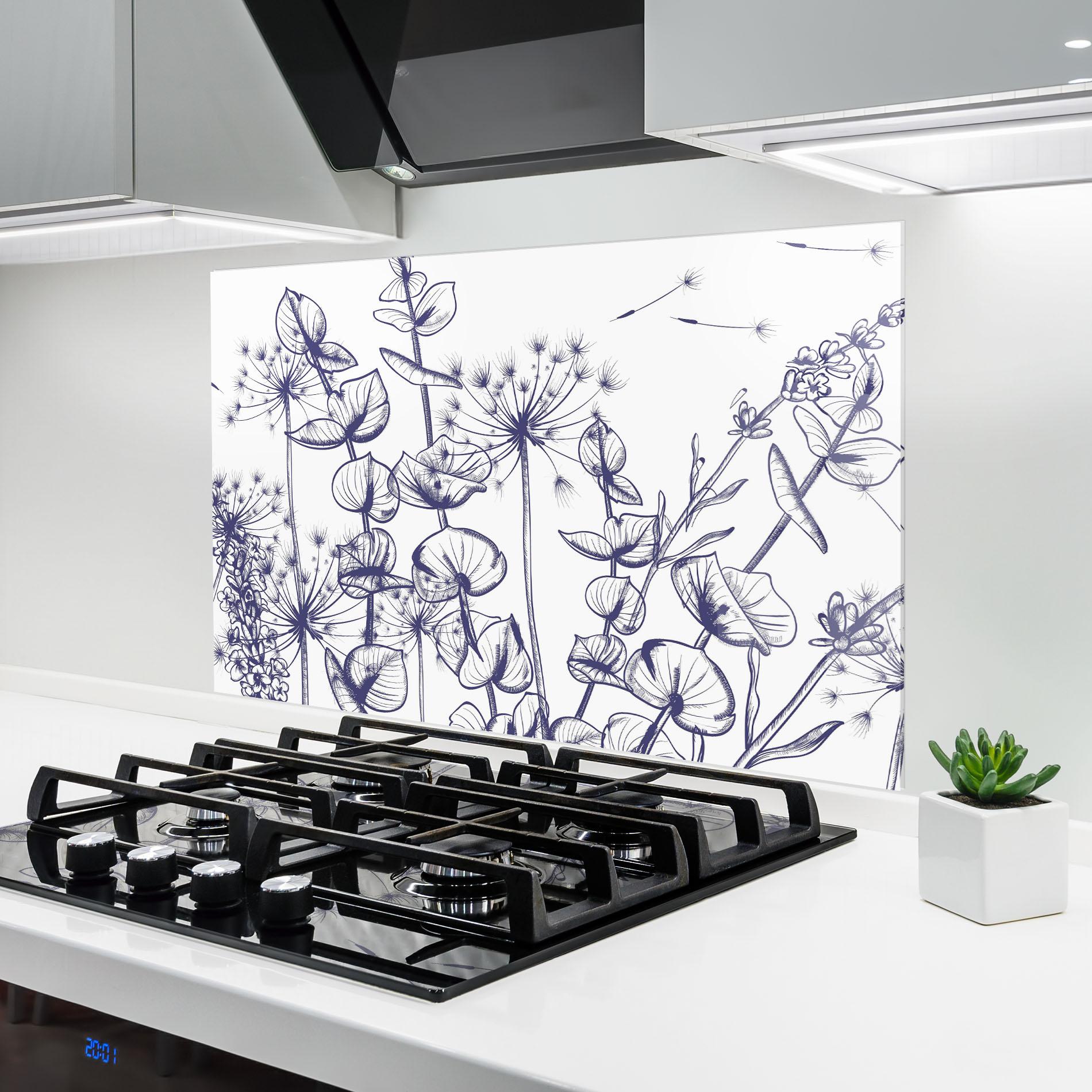 Konyhai üveg hátfal Blue Line Plants mockup 6