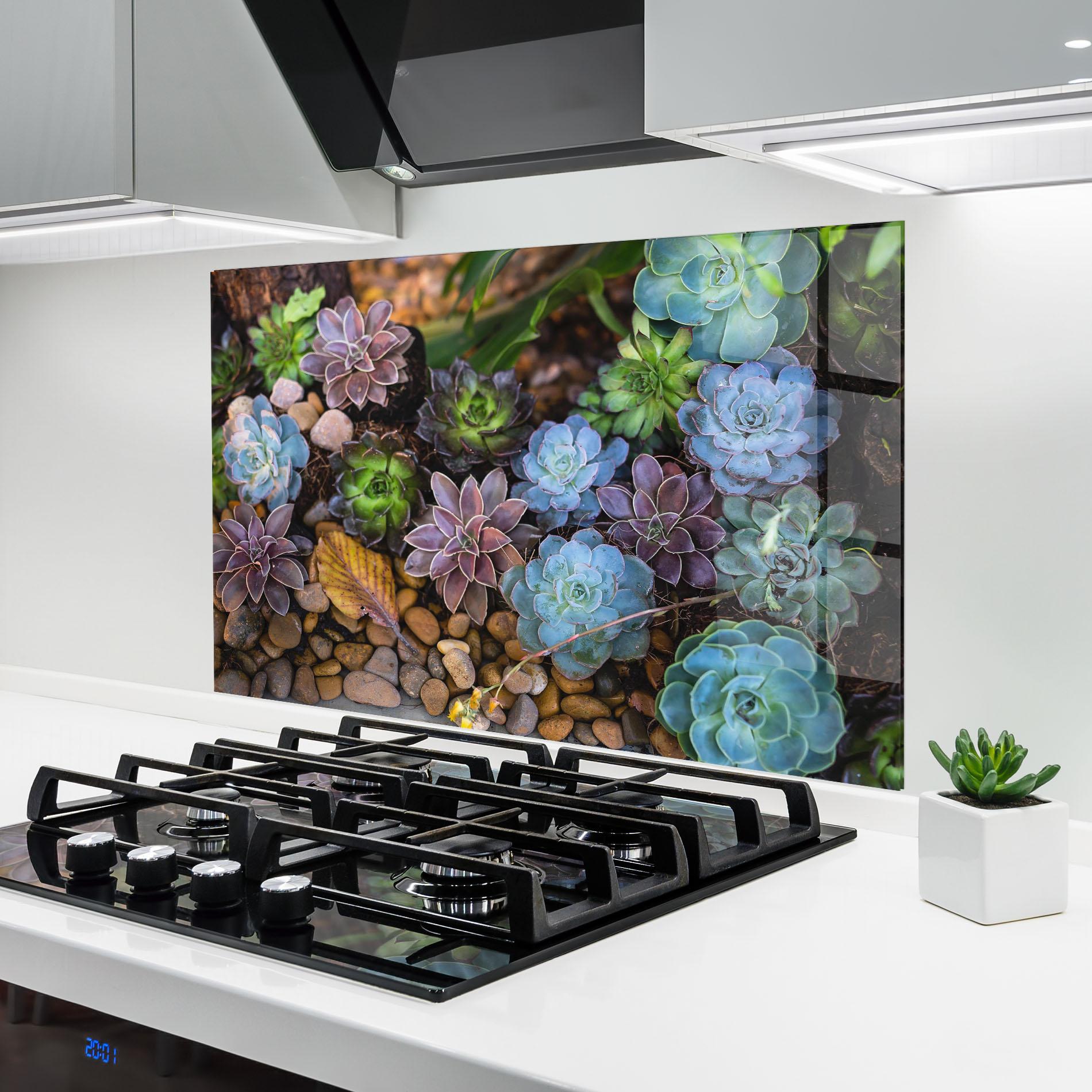 Konyhai üveg hátfal Colorful Flowers mockup 6