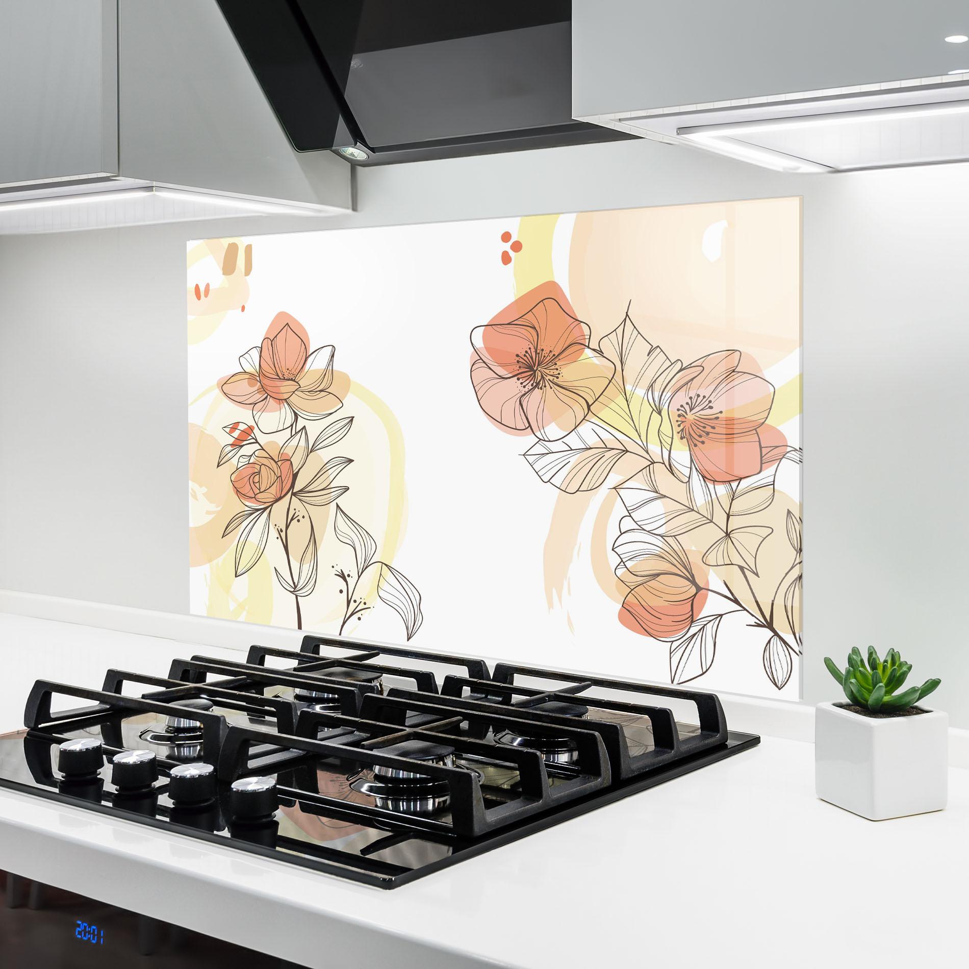 Konyhai üveg hátfal Yellow Orange Line mockup 6