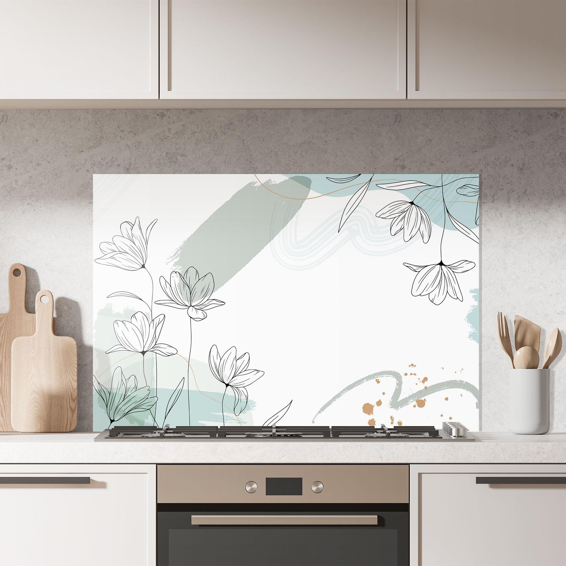 Konyhai üveg hátfal Black Blue Line mockup 7