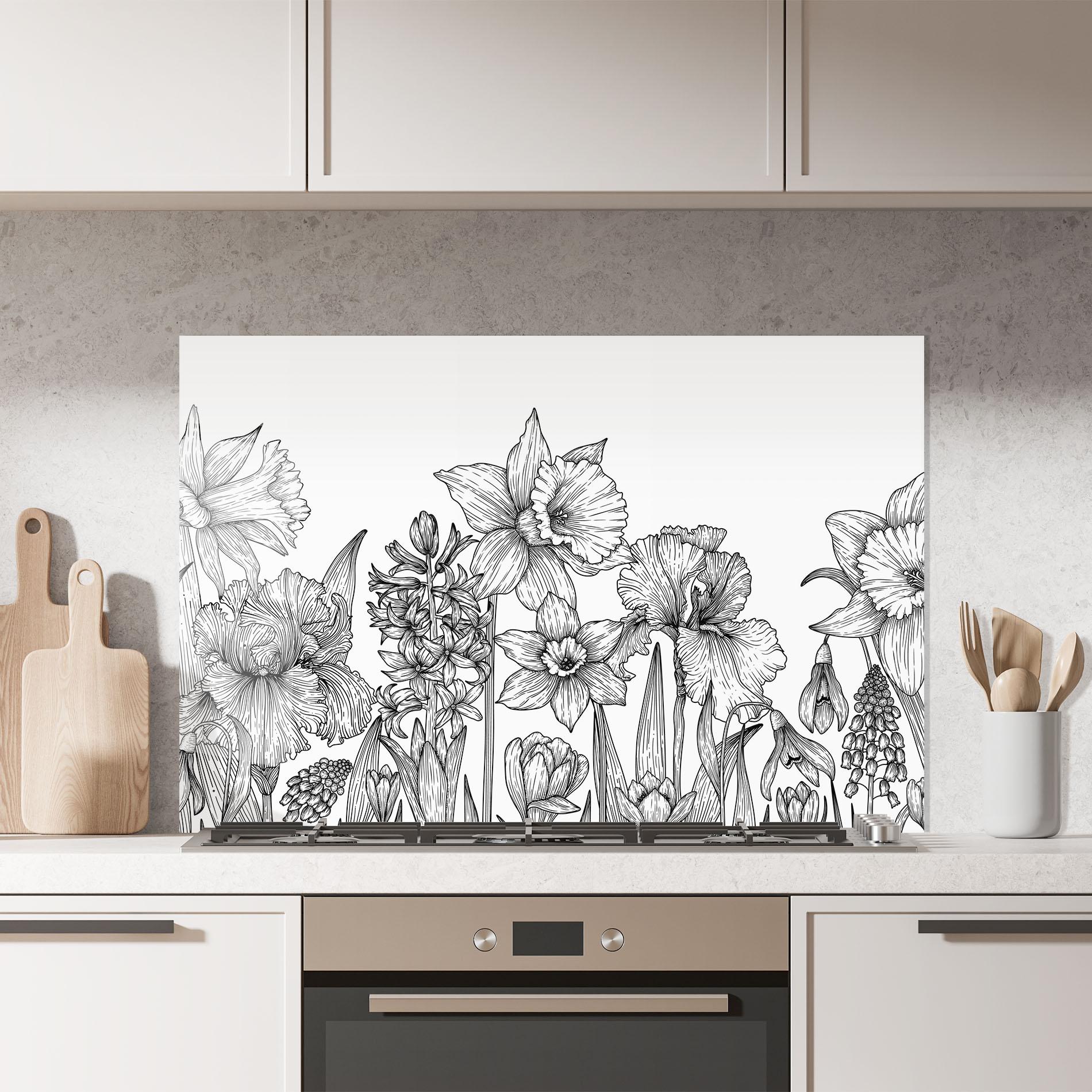 Konyhai üveg hátfal Black Line Plant mockup 7