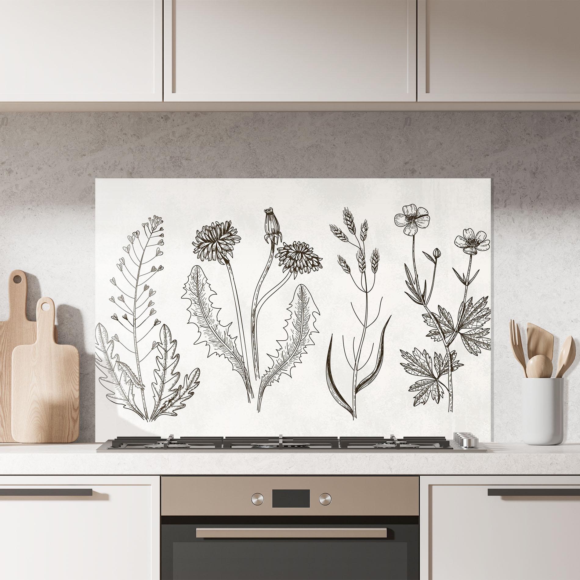 Konyhai üveg hátfal Black Line White mockup 7