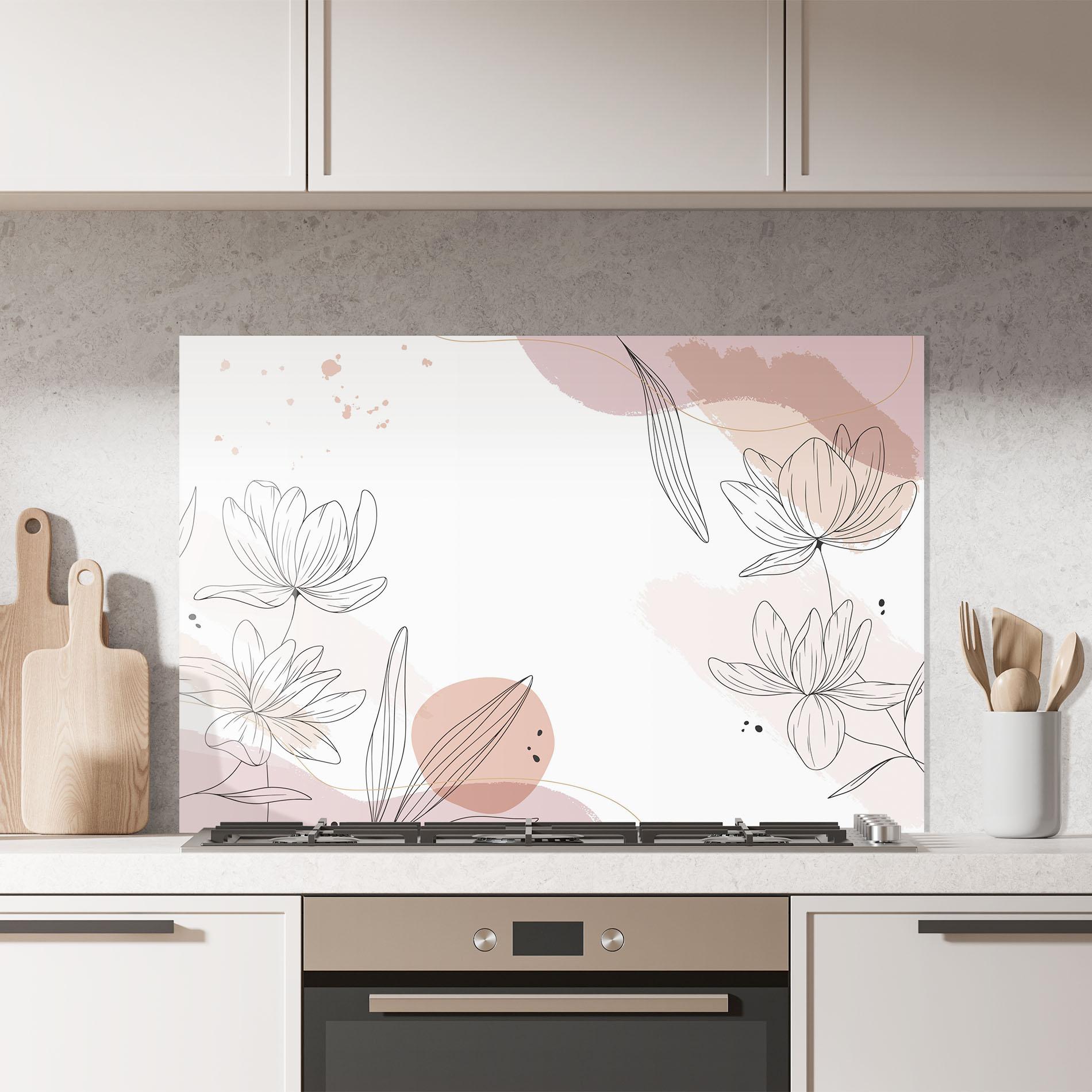 Konyhai üveg hátfal Black Pink Line mockup 7