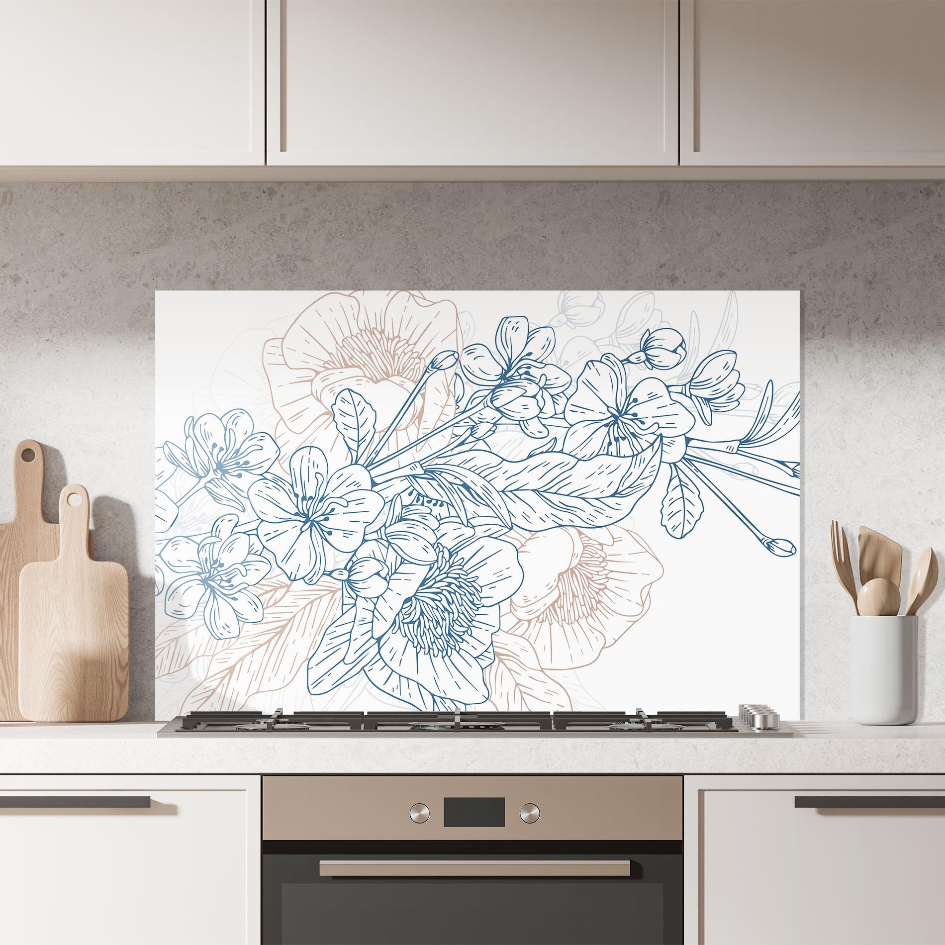 Konyhai üveg hátfal Blue Cream Line mockup 7