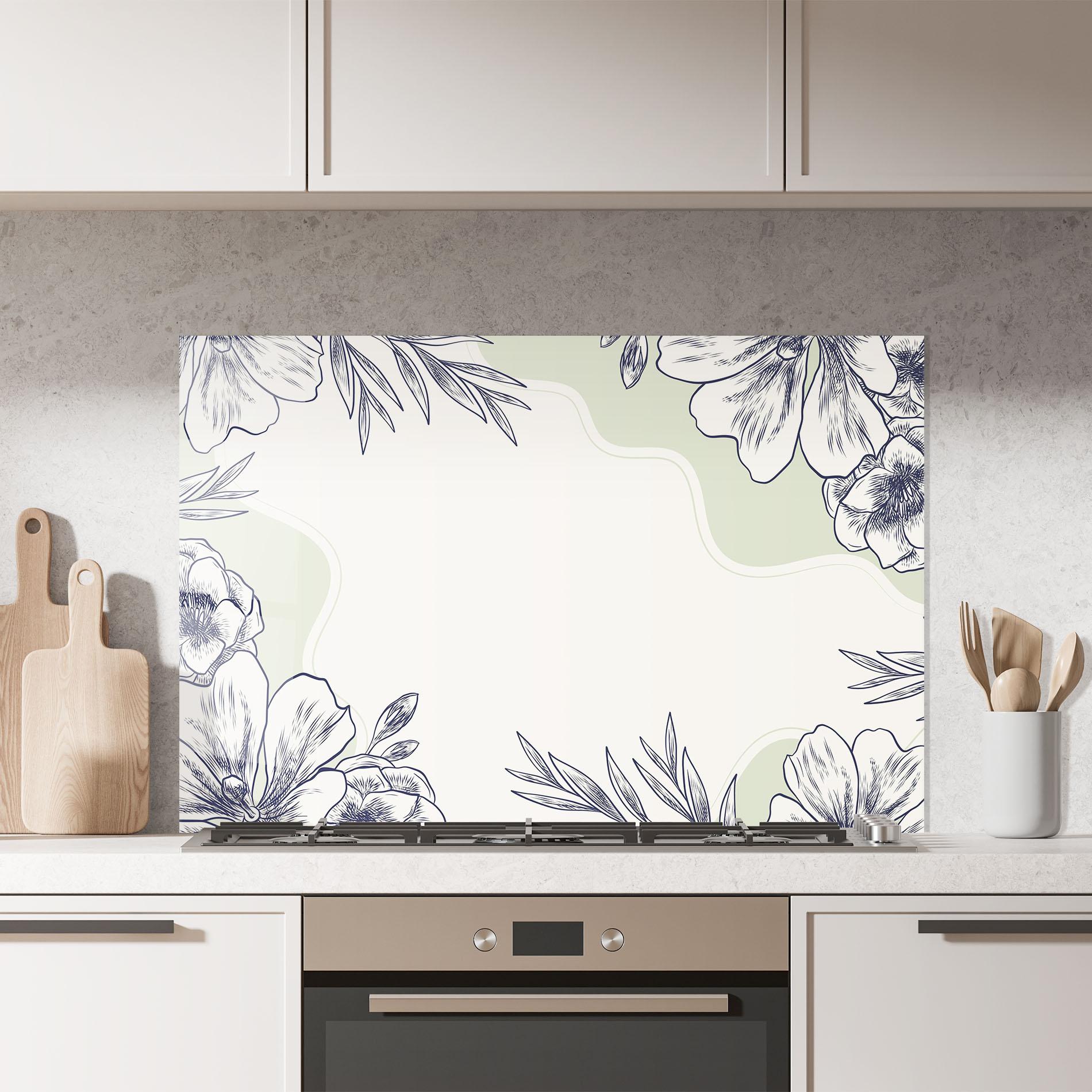 Konyhai üveg hátfal Blue Line Green mockup 7