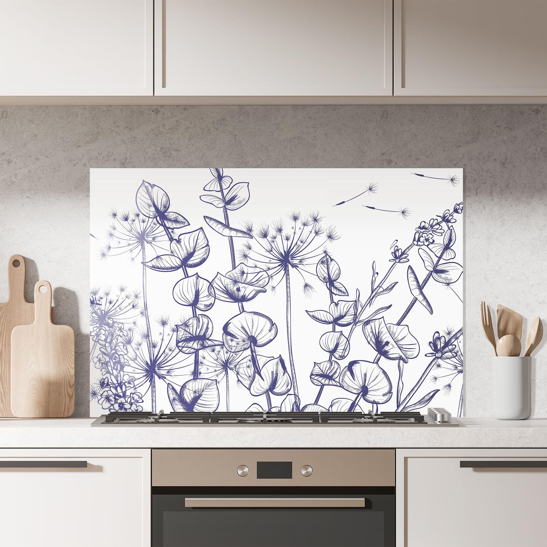 Konyhai üveg hátfal Blue Line Plants mockup 7