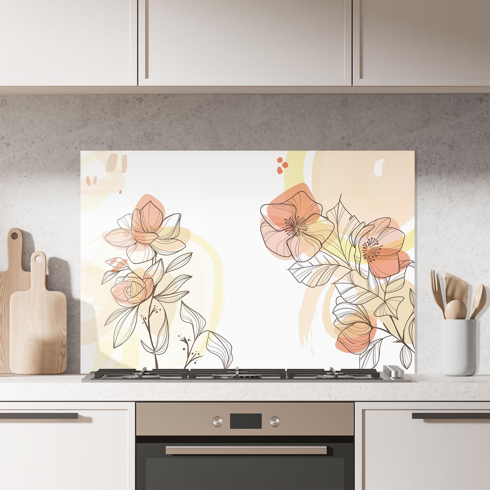 Konyhai üveg hátfal Yellow Orange Line mockup 7