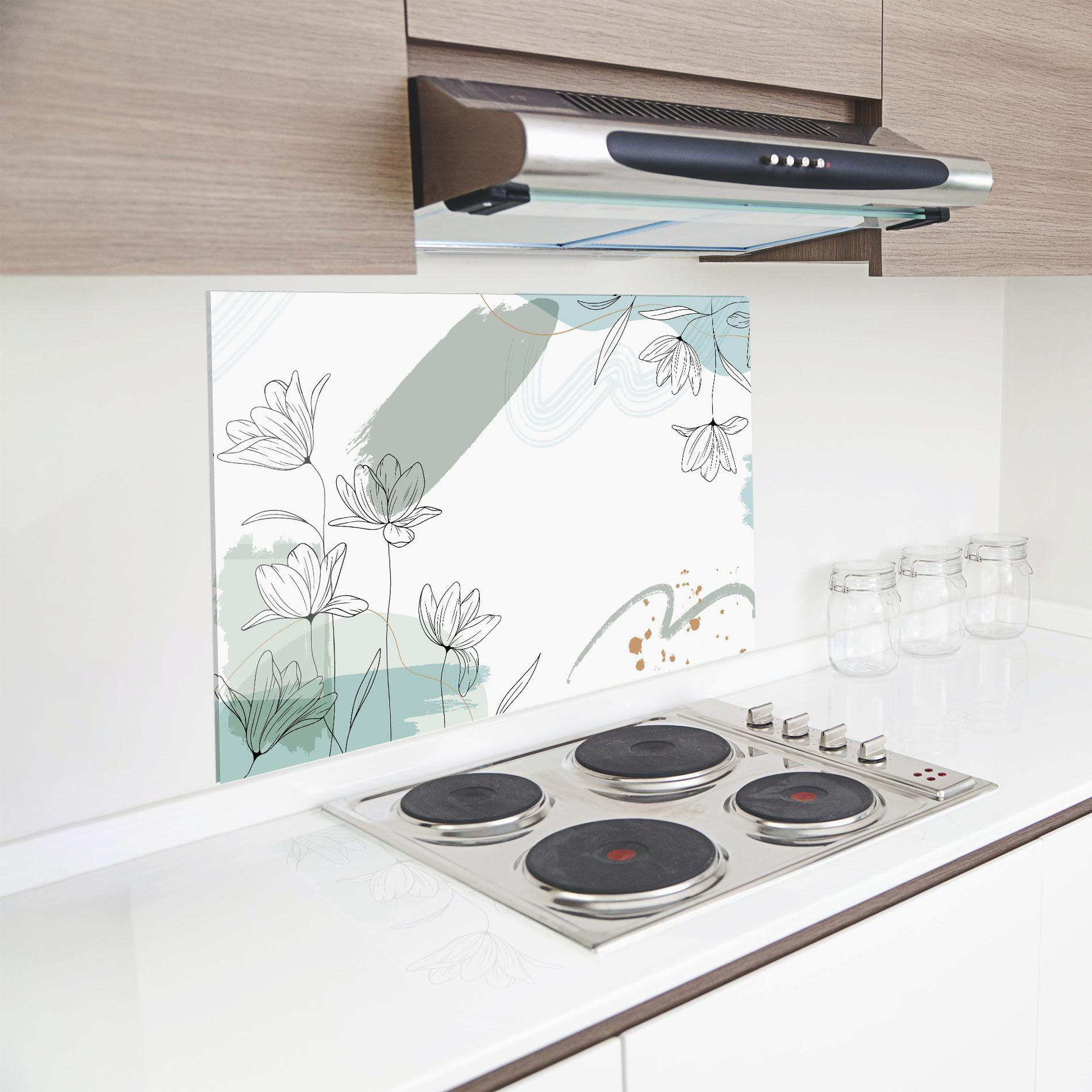 Konyhai üveg hátfal Black Blue Line mockup 8