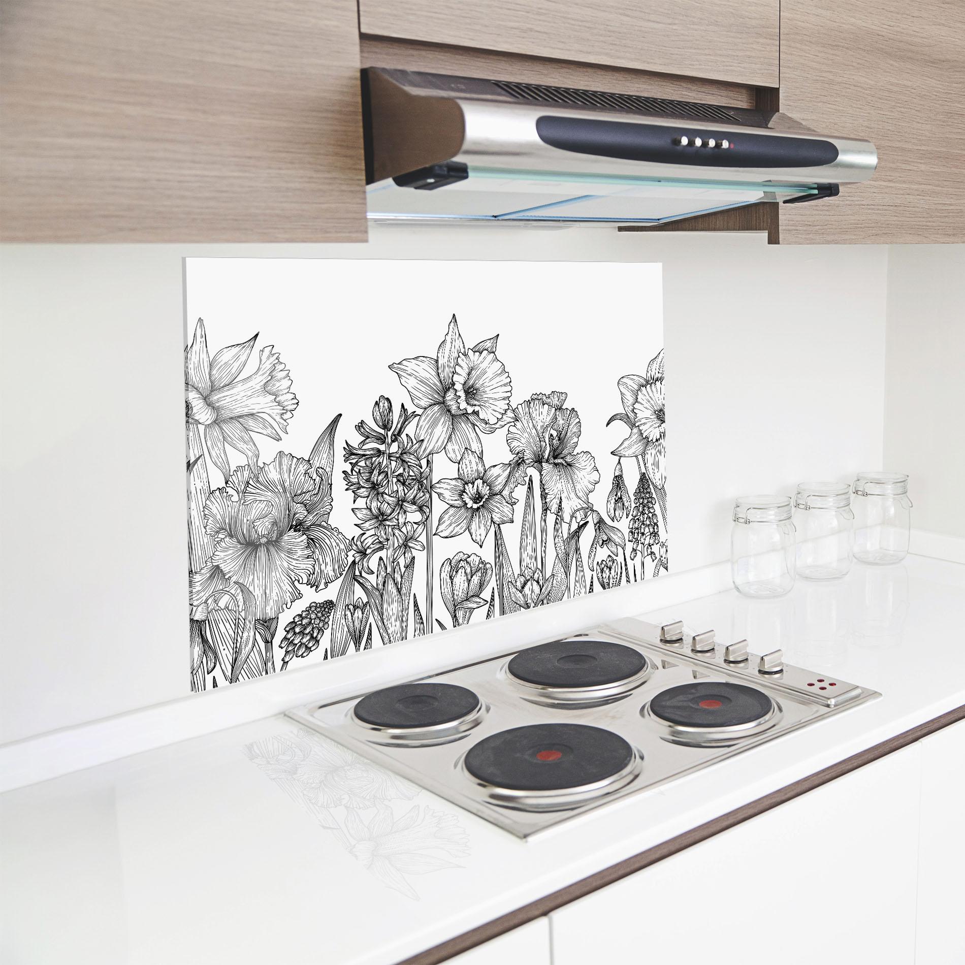 Konyhai üveg hátfal Black Line Plant mockup 8