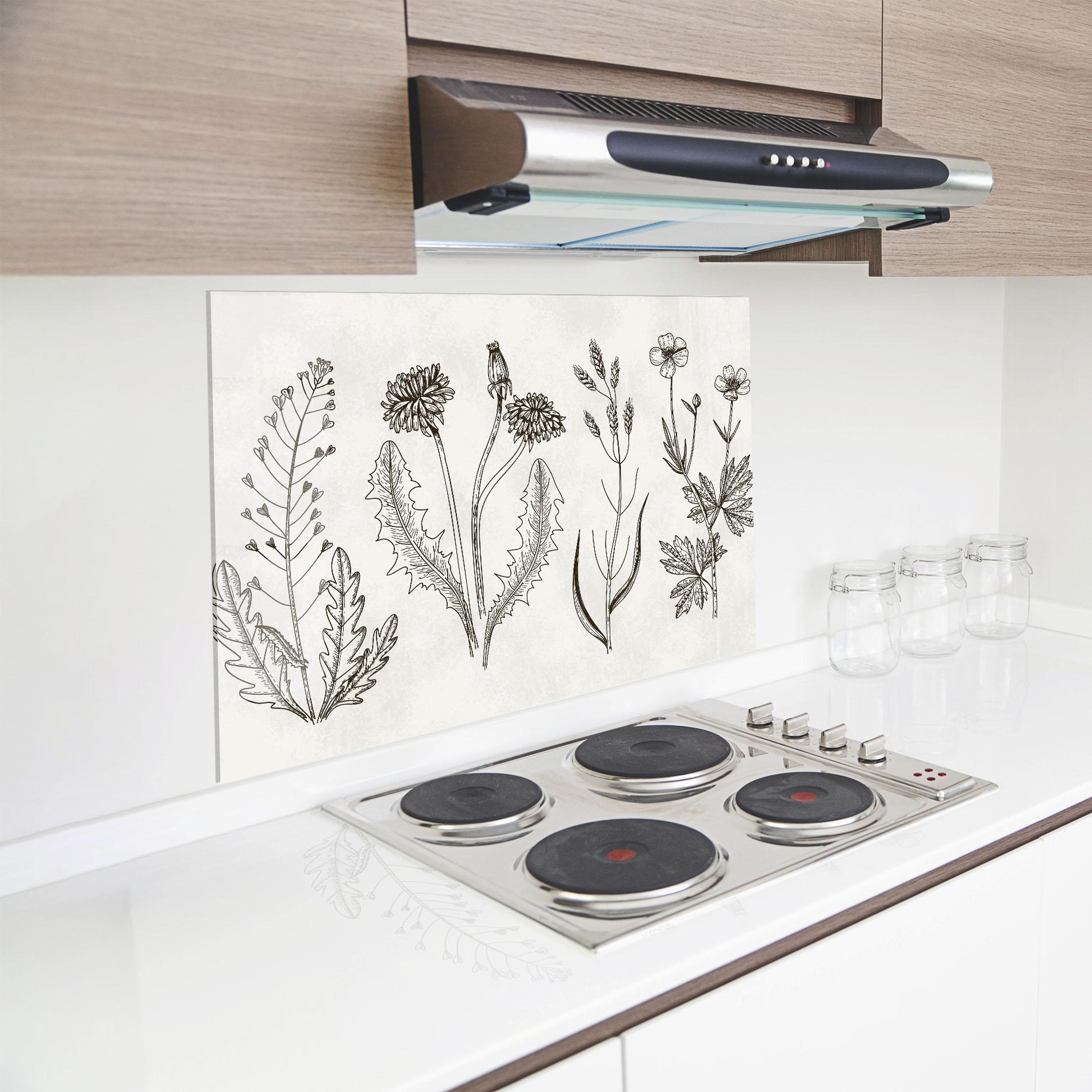 Konyhai üveg hátfal Black Line White mockup 8