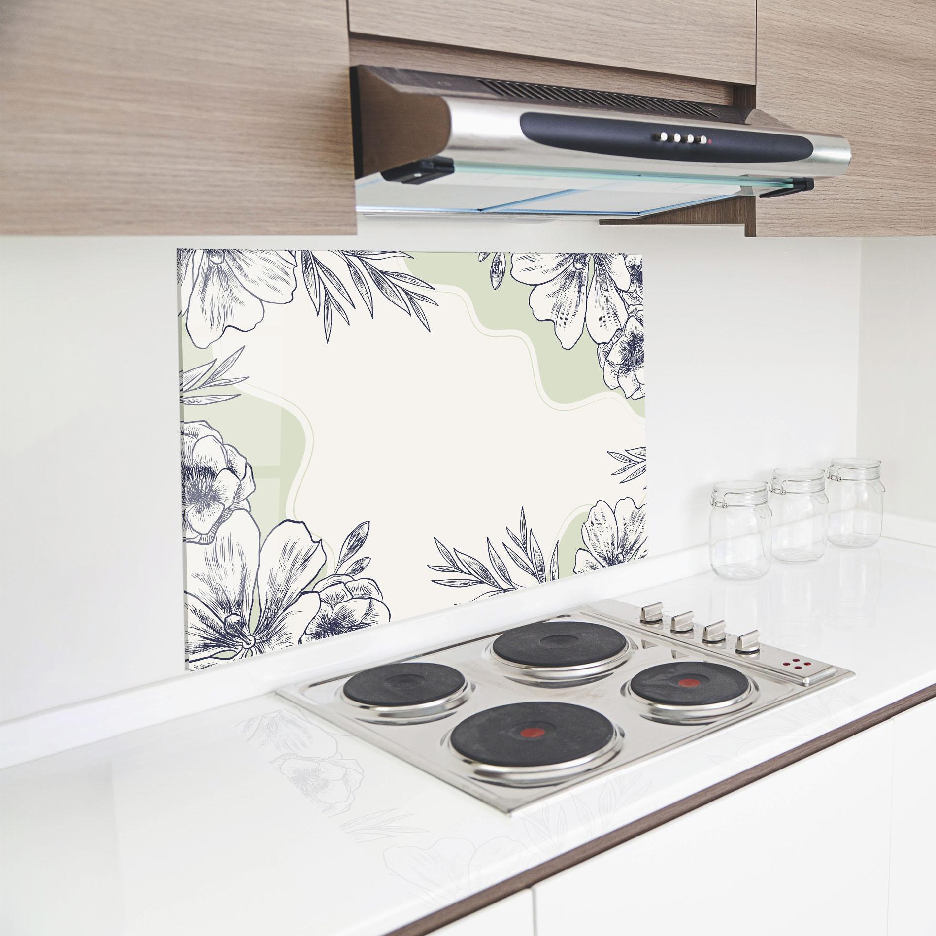 Konyhai üveg hátfal Blue Line Green mockup 8