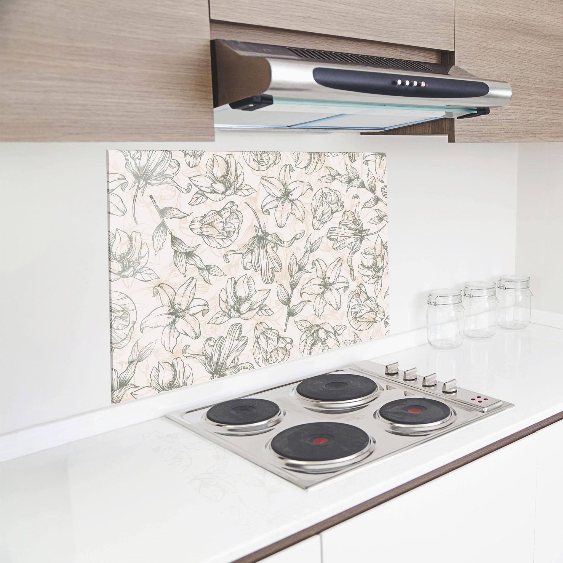 Konyhai üveg hátfal Cream Grey Line mockup 8