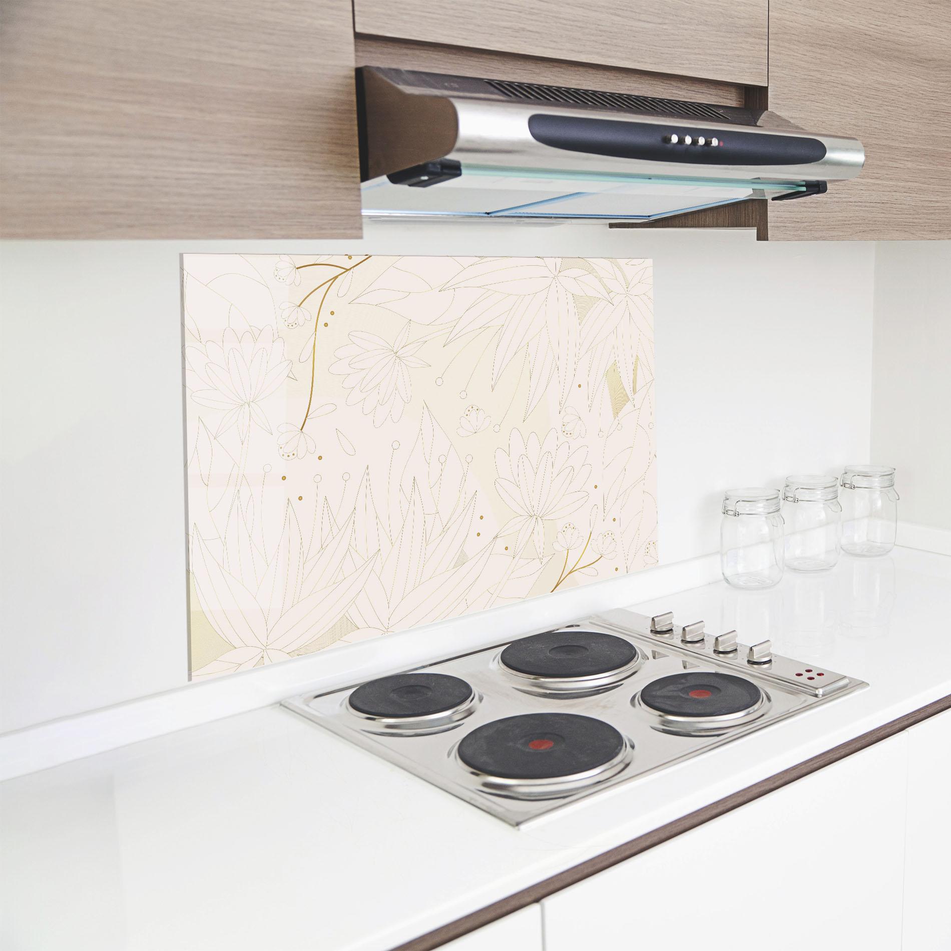 Konyhai üveg hátfal Flower Cream Line mockup 8