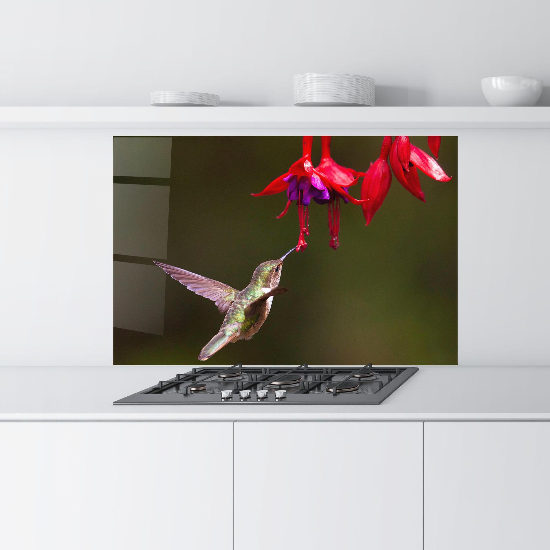 Konyhai üveg hátfal Exotic Flower Bird mockup 9