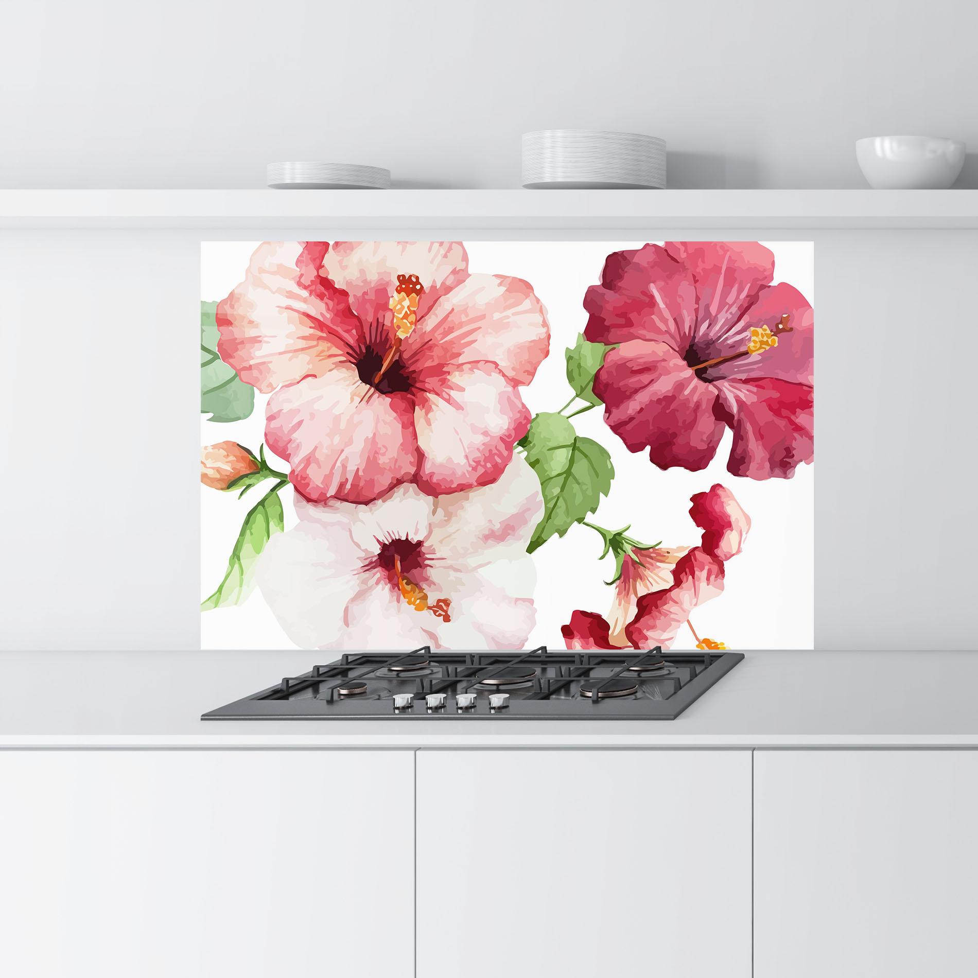 Konyhai üveg hátfal Exotic Flower Paint mockup 9