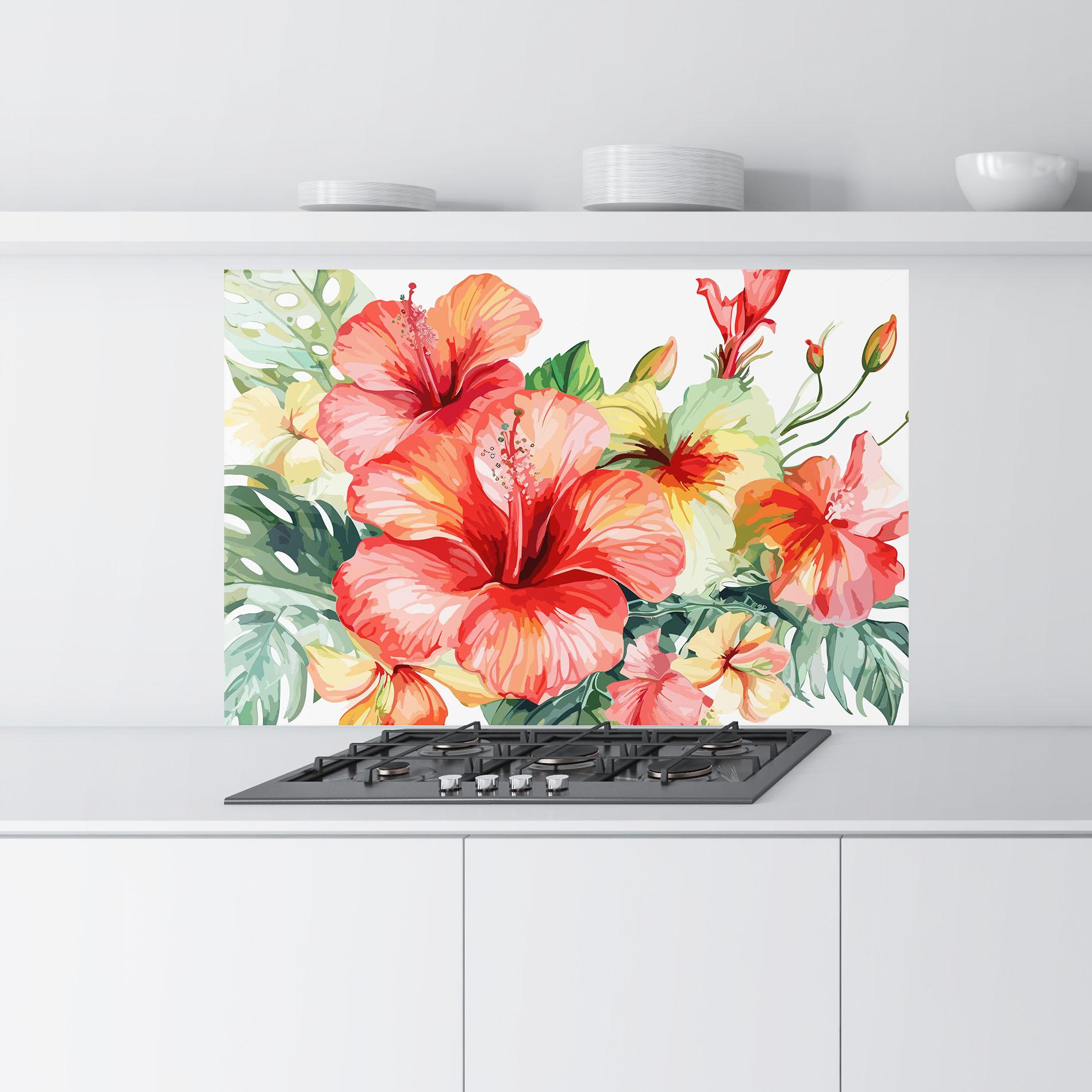 Konyhai üveg hátfal Exotic Red Flower mockup 9