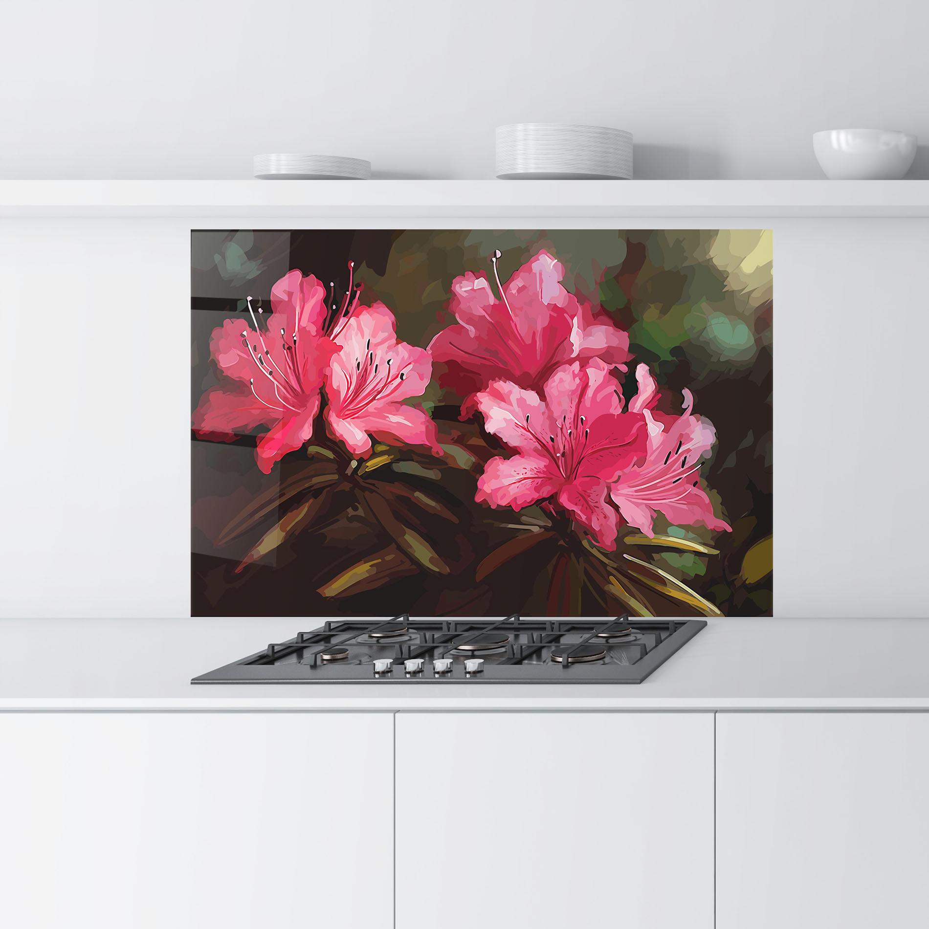 Konyhai üveg hátfal Pink Exotic Art mockup 9