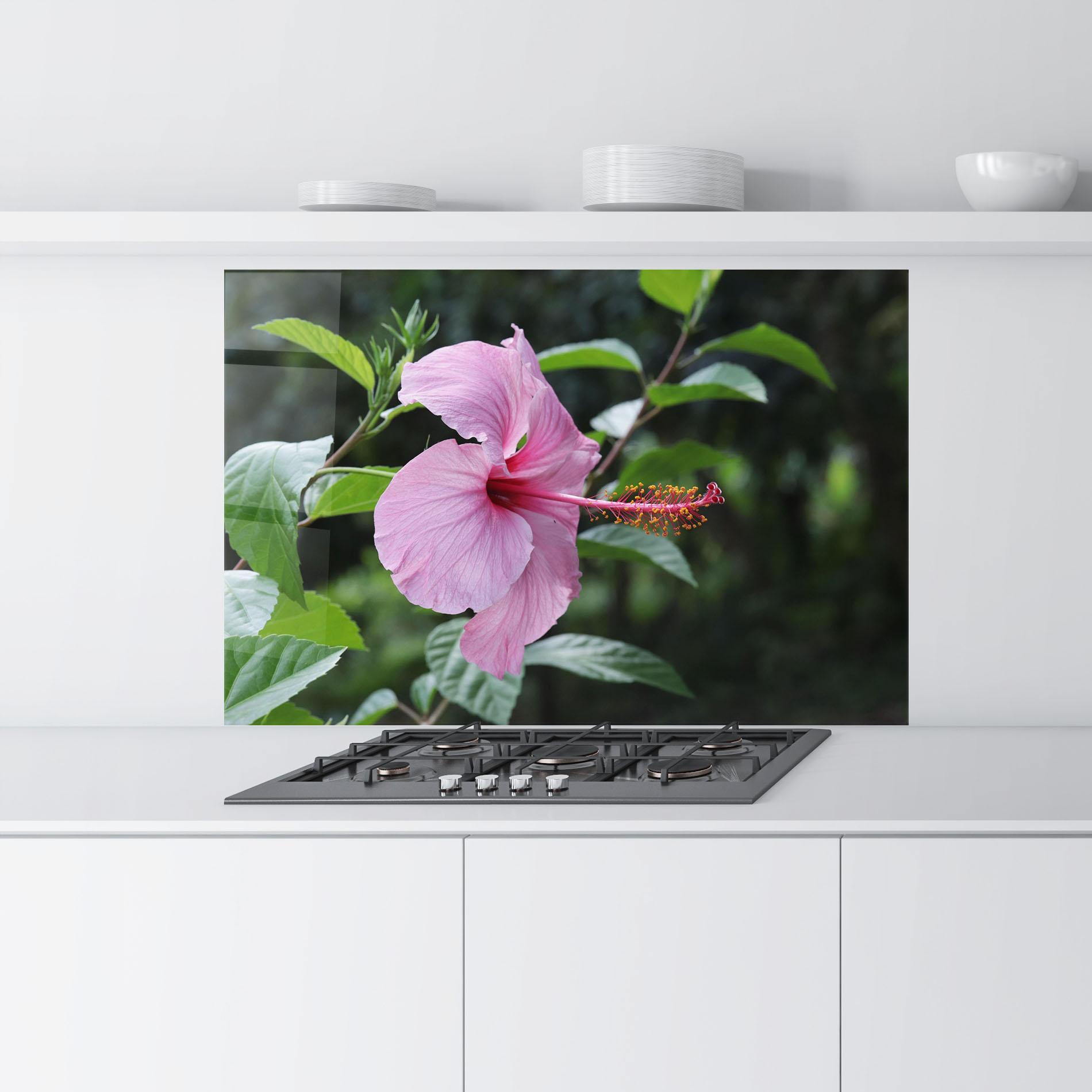 Konyhai üveg hátfal Pink Exotic Plant mockup 9