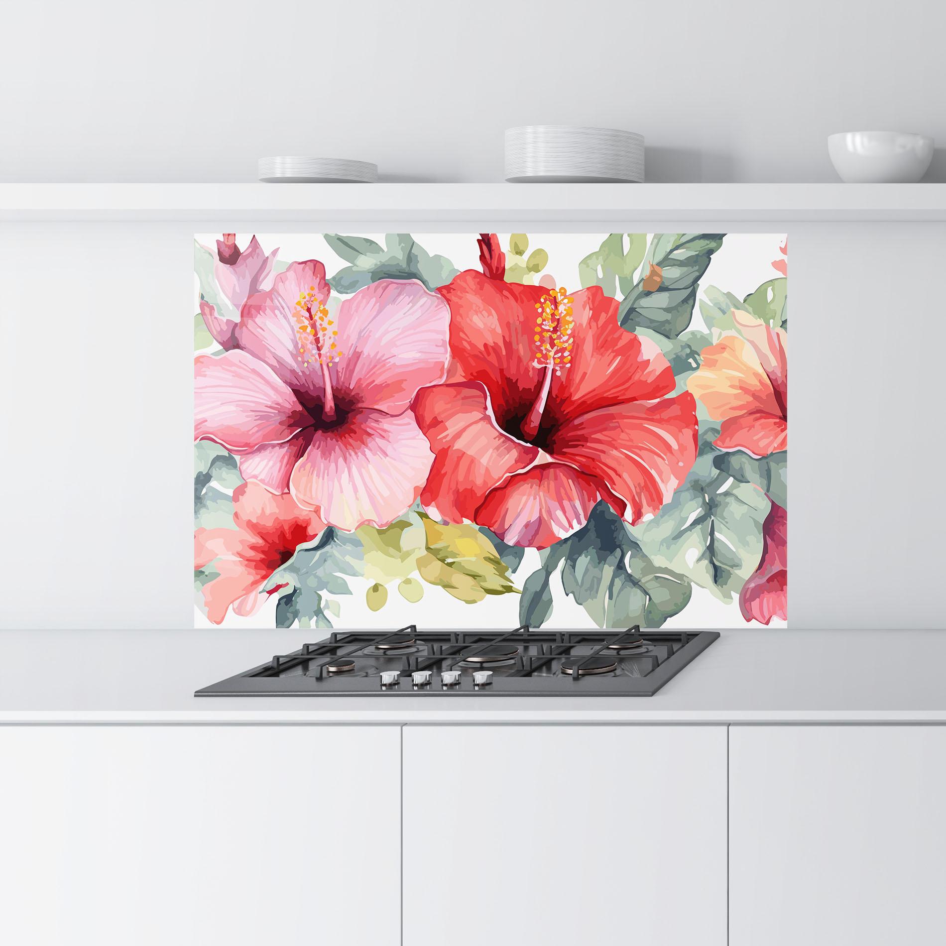 Konyhai üveg hátfal Pink Red Exotic mockup 9