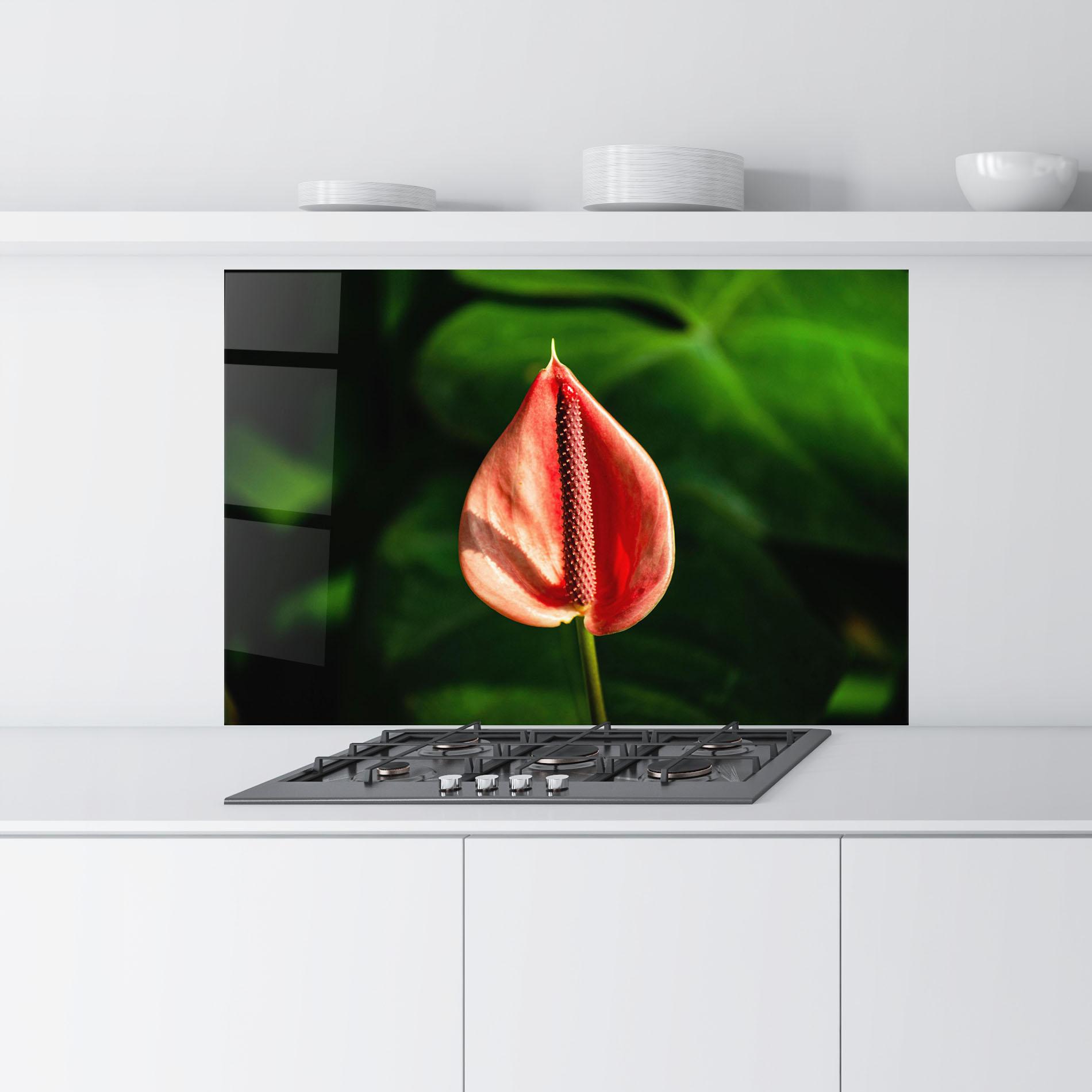 Konyhai üveg hátfal Plant Exotic Red mockup 9
