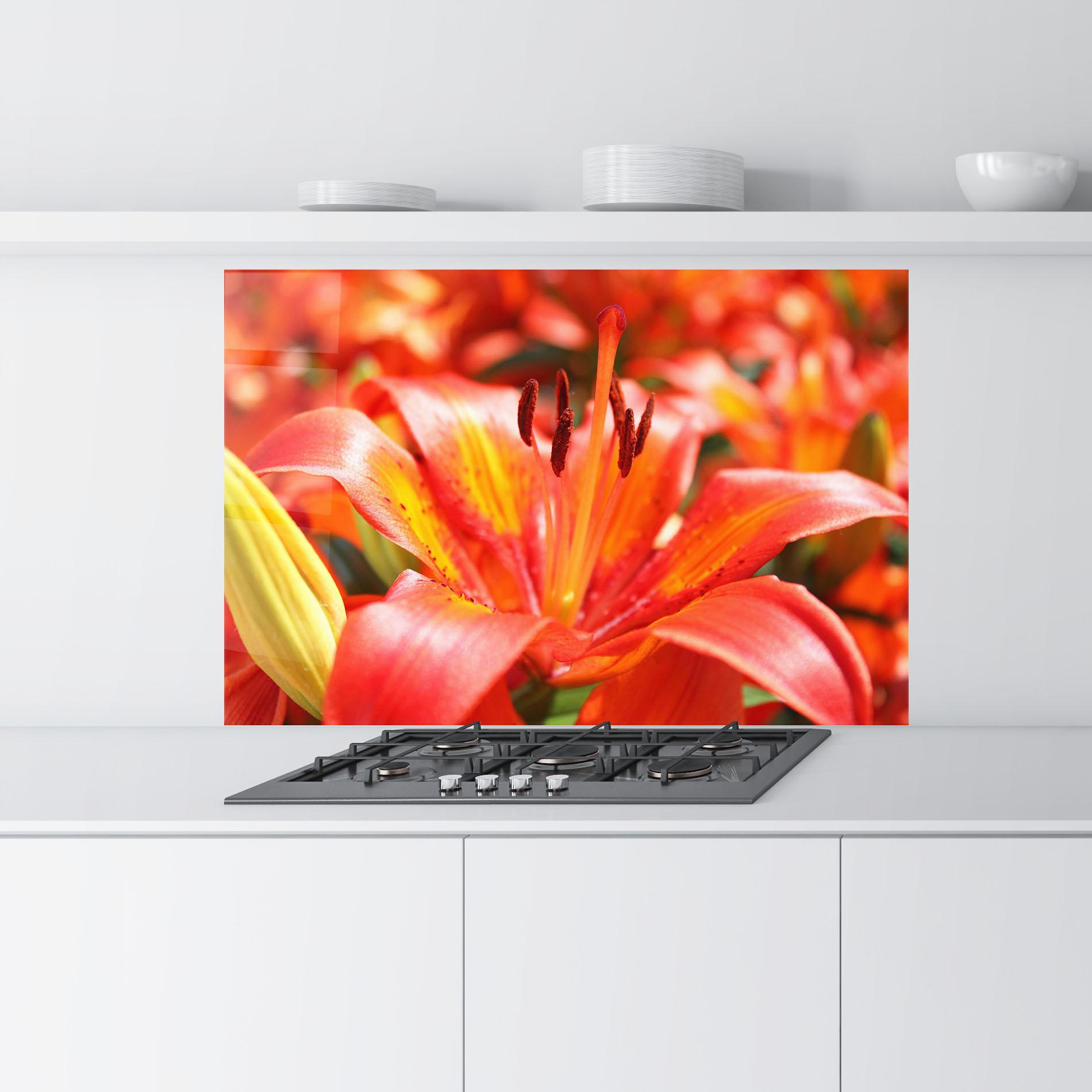 Konyhai üveg hátfal Pretty Orange Exotic mockup 9