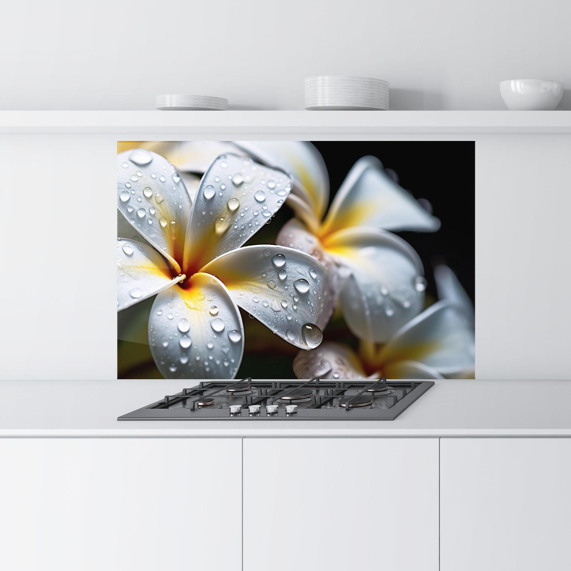 Konyhai üveg hátfal Rainy White Exotic mockup 9