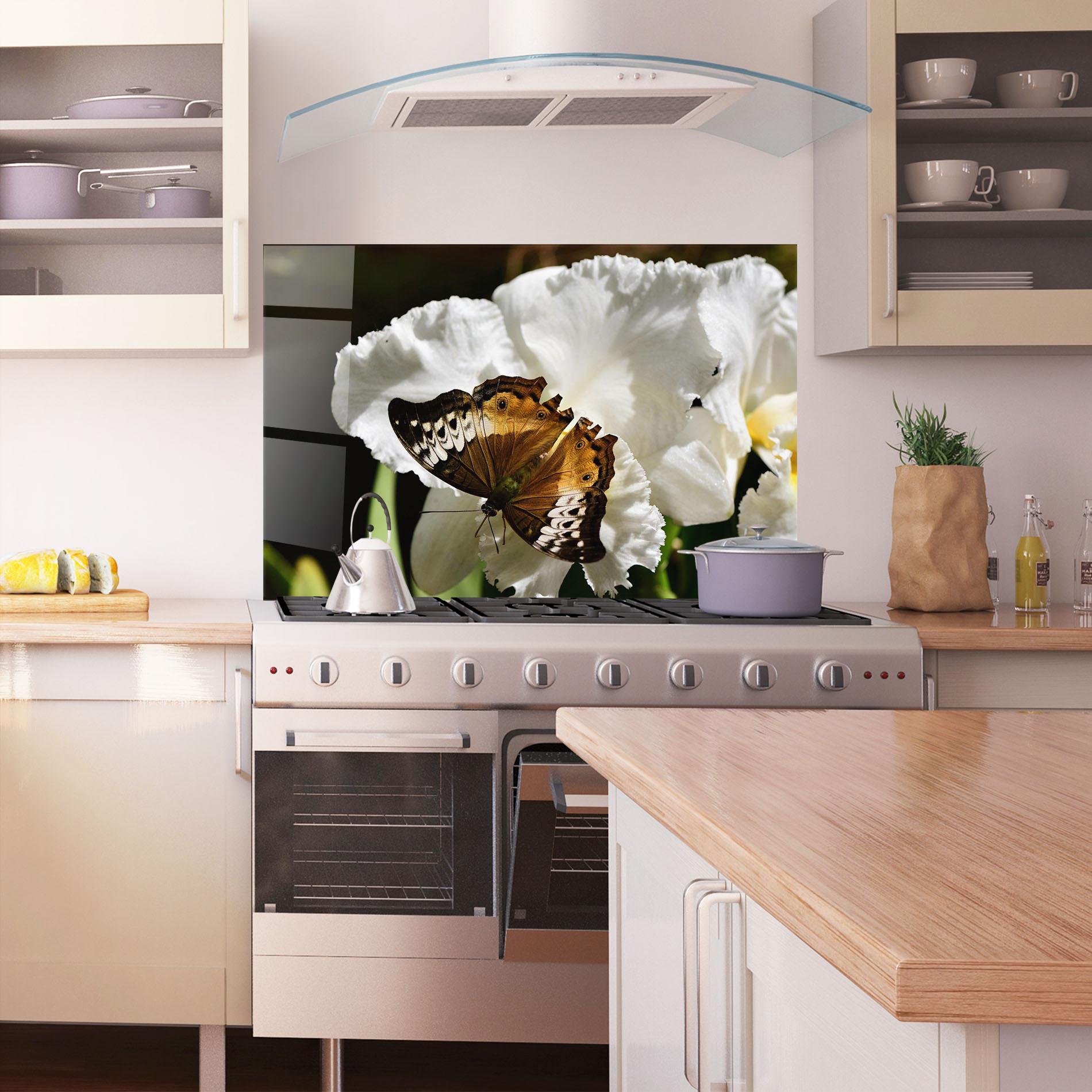 Konyhai üveg hátfal Butterfly Exotic Plant mockup 1