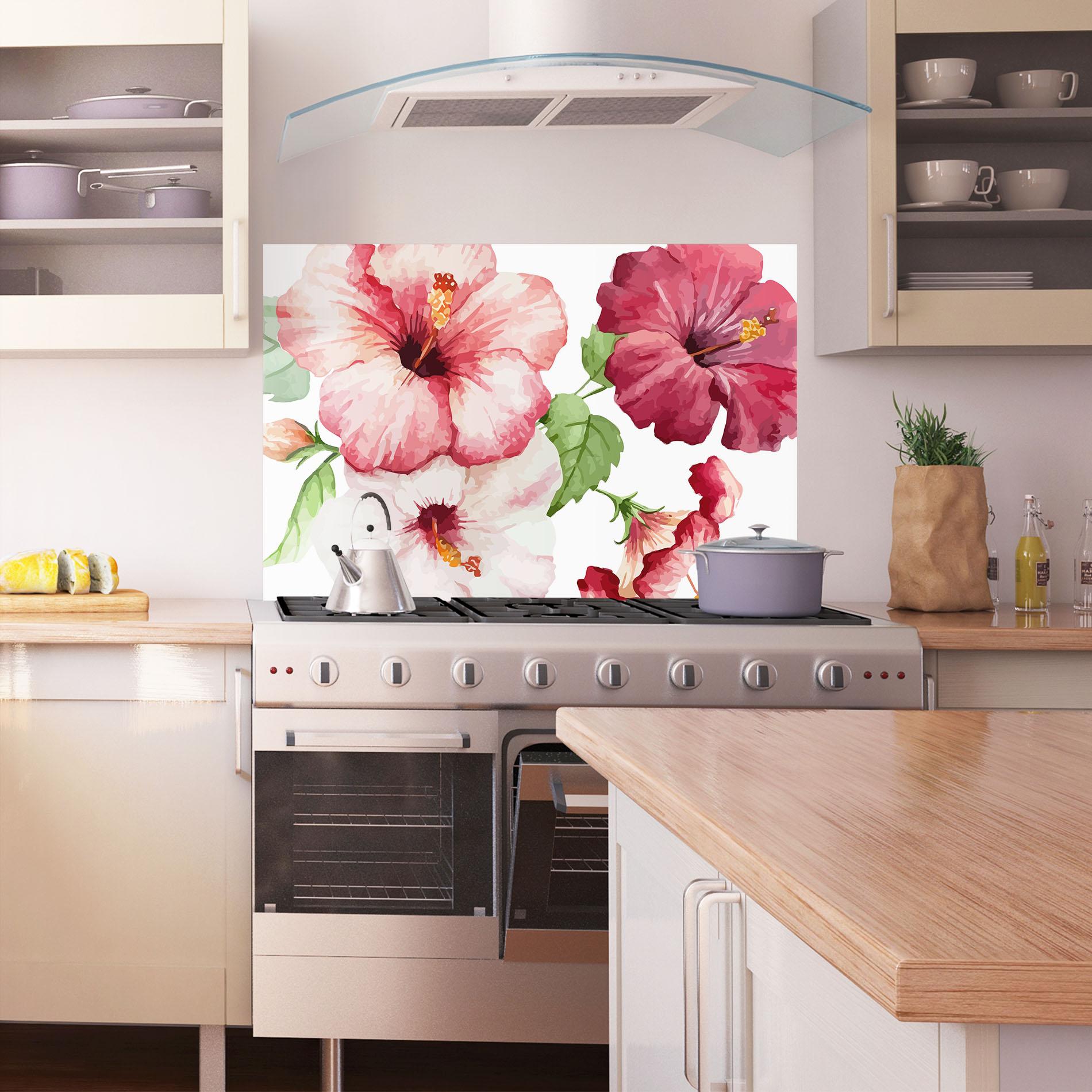 Konyhai üveg hátfal Exotic Flower Paint mockup 1