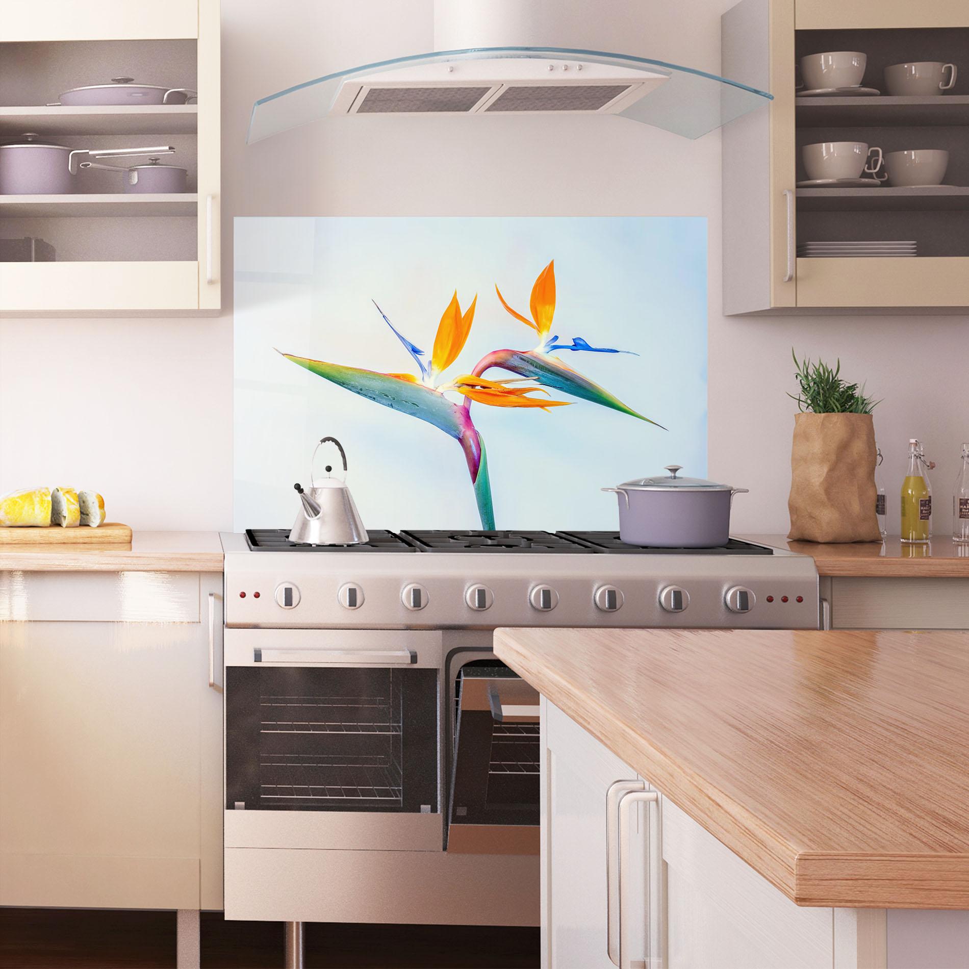 Konyhai üveg hátfal Green Orange Exotic mockup 1