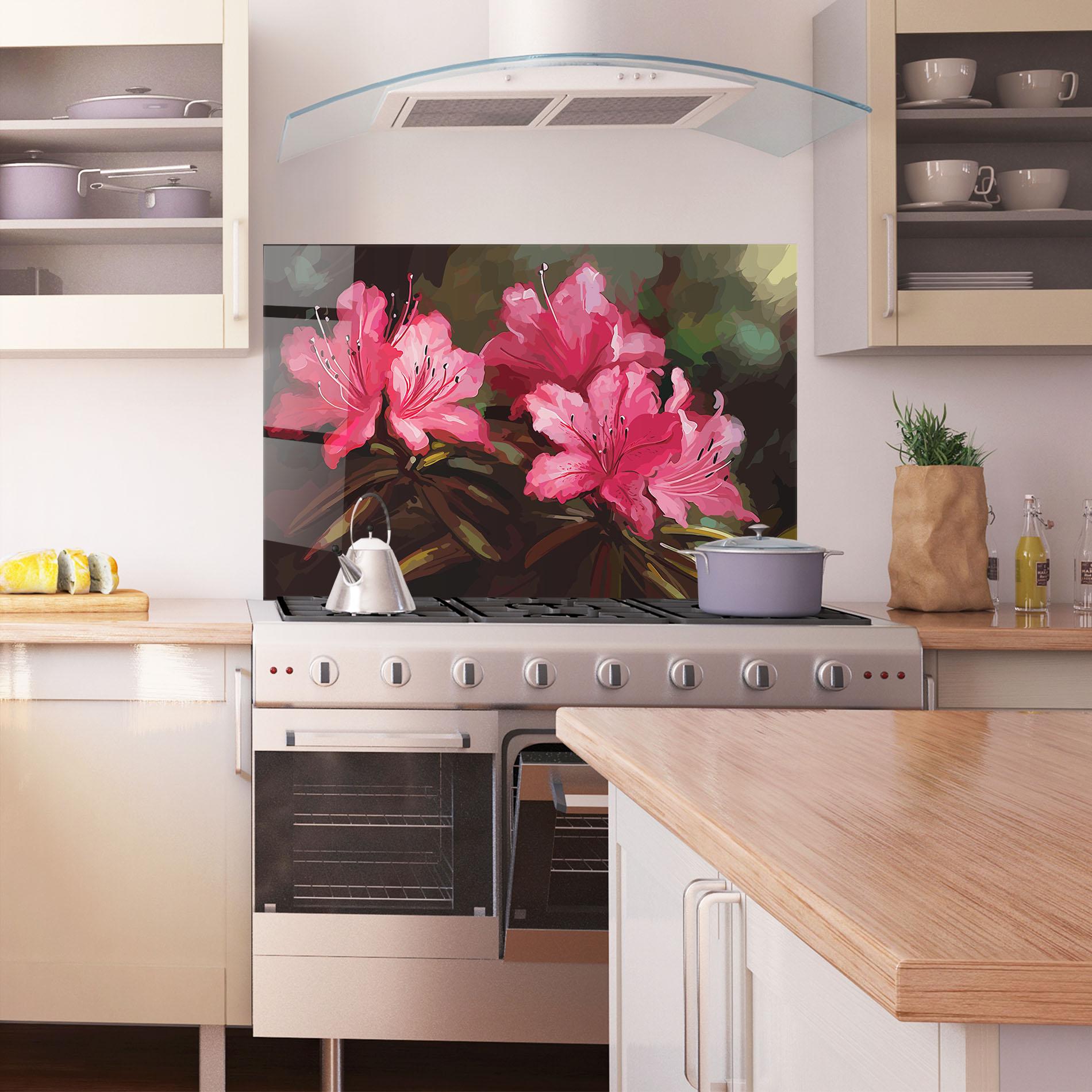 Konyhai üveg hátfal Pink Exotic Art mockup 1