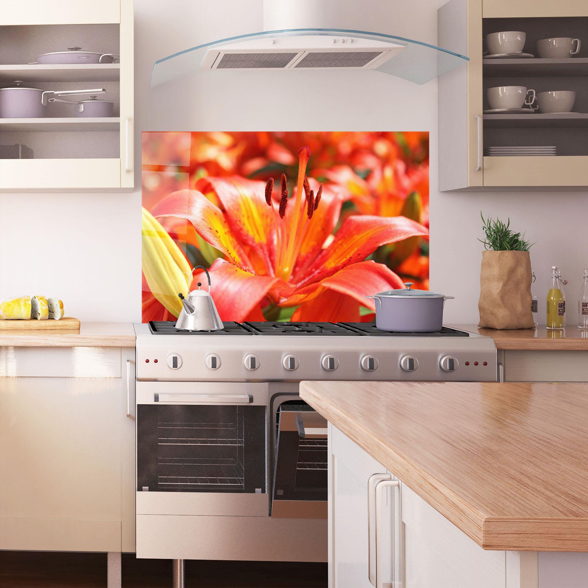 Konyhai üveg hátfal Pretty Orange Exotic mockup 1