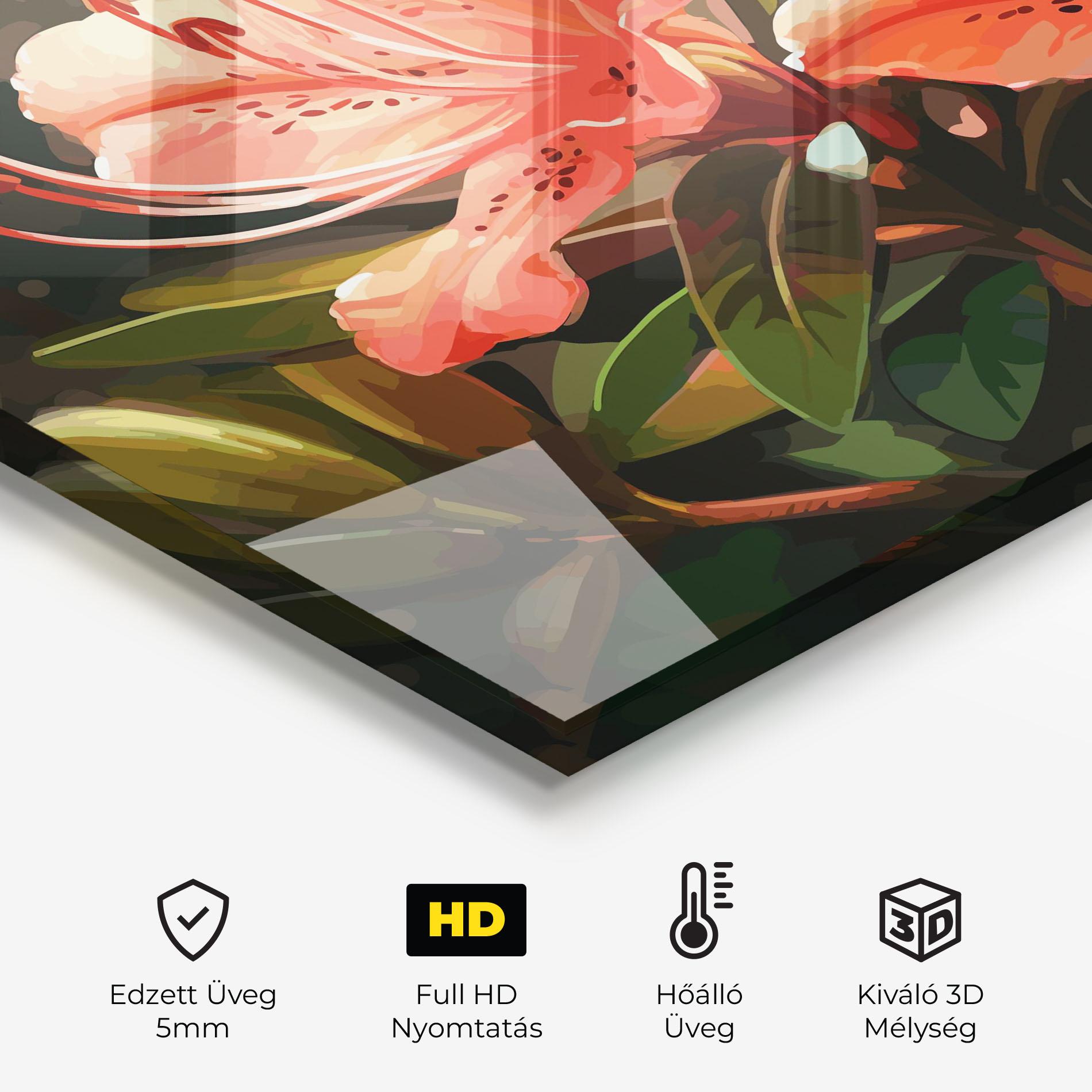 Konyhai üveg hátfal Dreamy Exotic Flower mockup 2