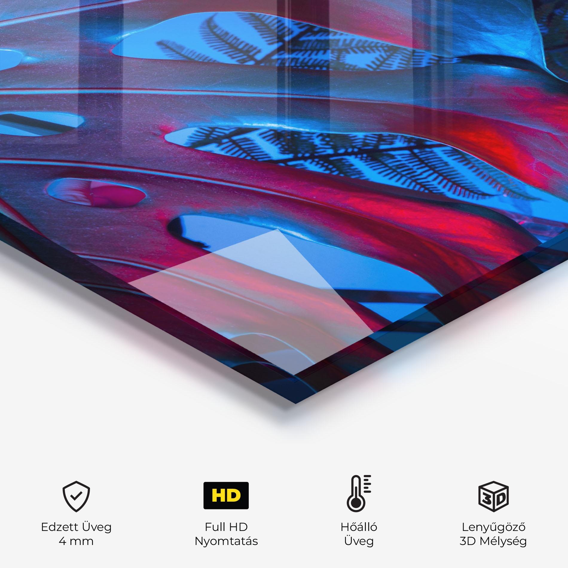 Konyhai üveg hátfal Exotic Blue Leaf mockup 2