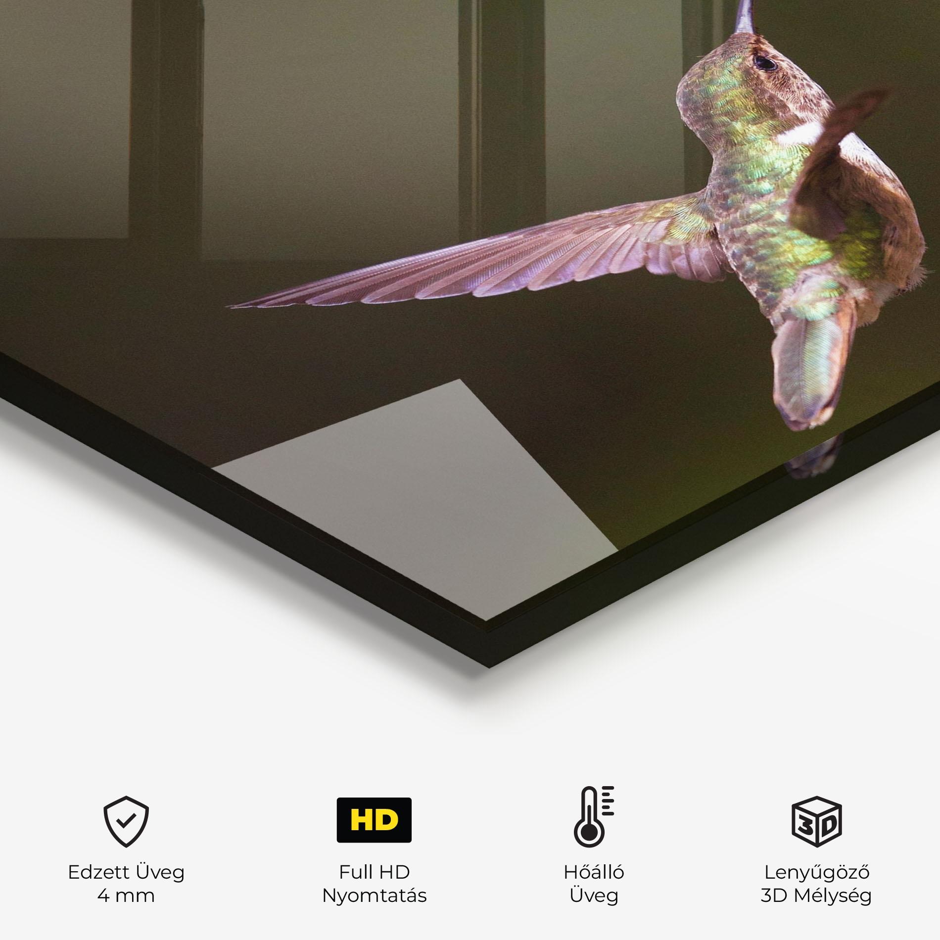 Konyhai üveg hátfal Exotic Flower Bird mockup 2