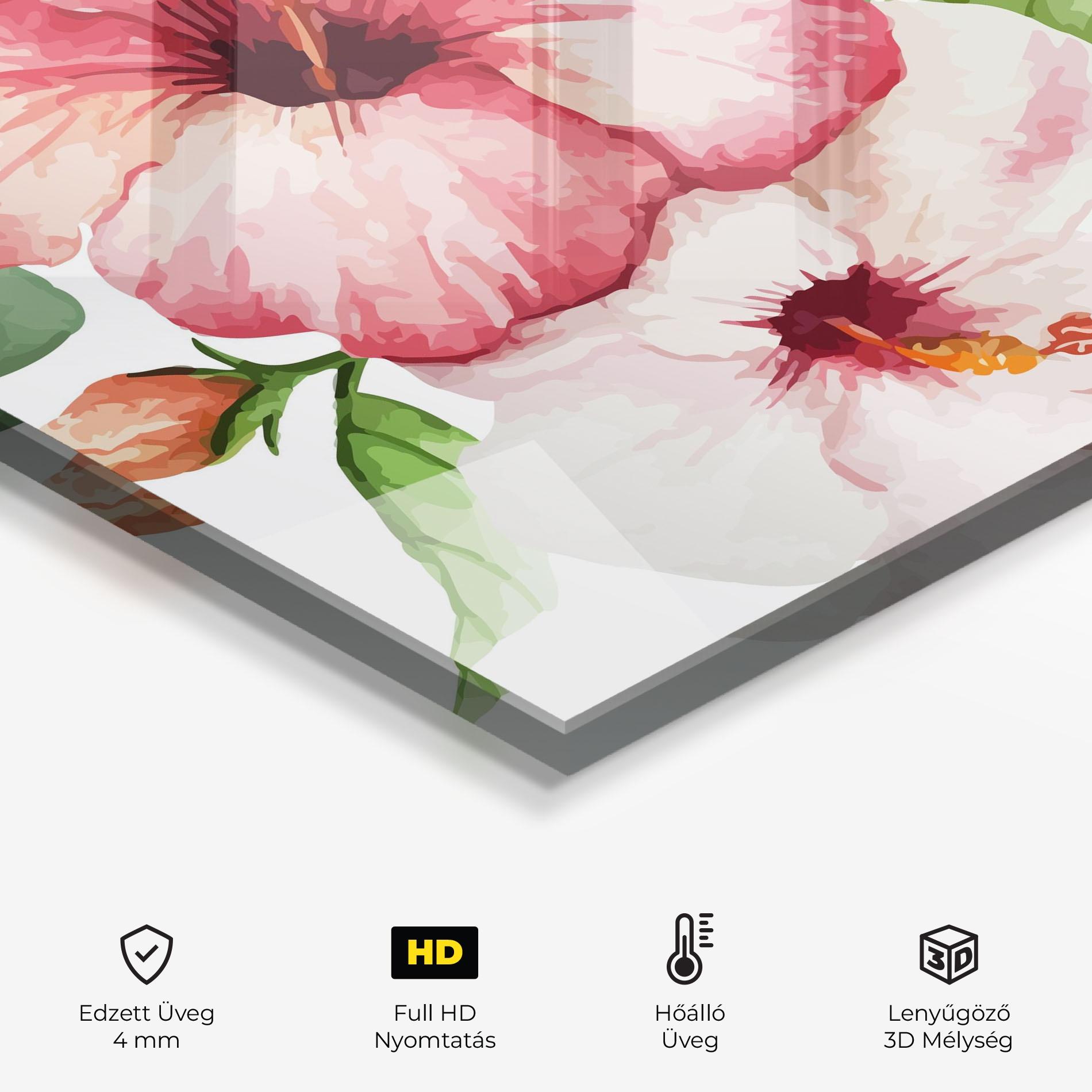 Konyhai üveg hátfal Exotic Flower Paint mockup 2