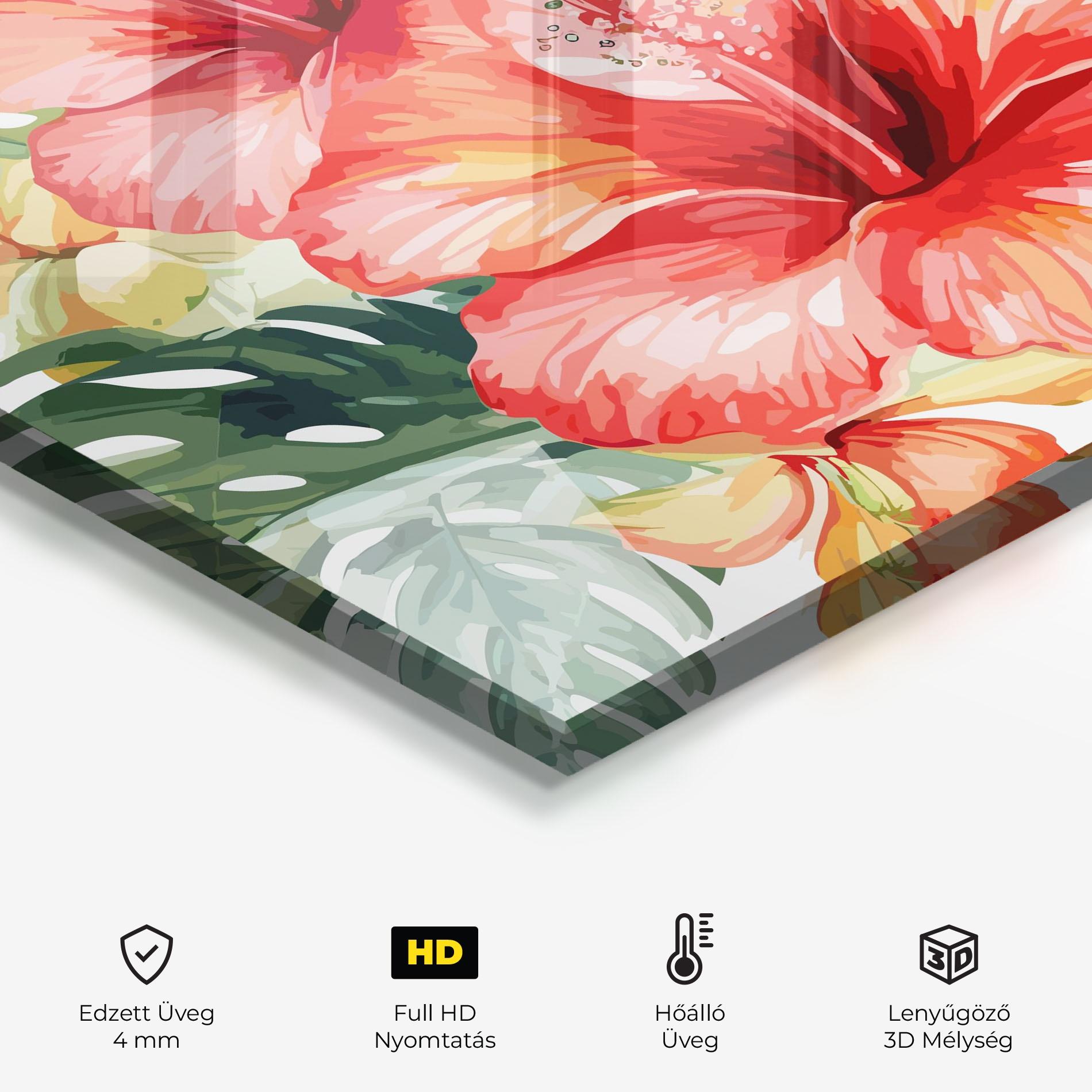 Konyhai üveg hátfal Exotic Red Flower mockup 2