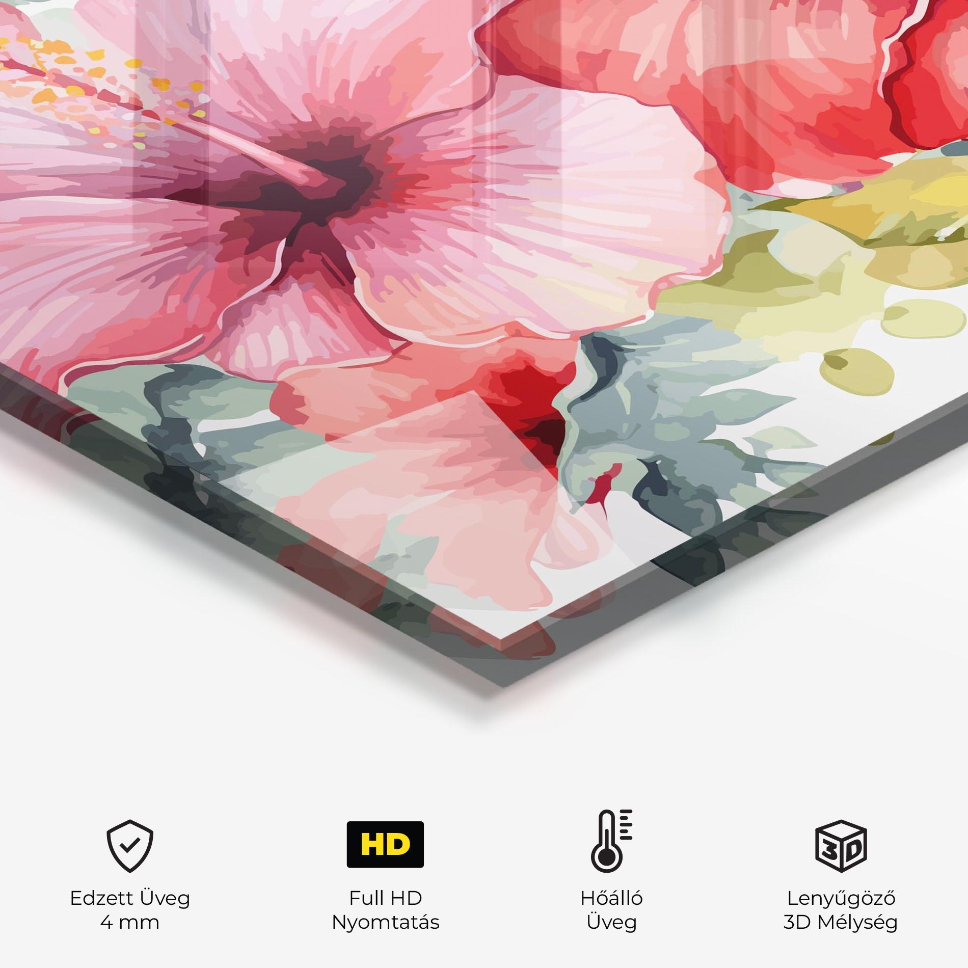 Konyhai üveg hátfal Pink Red Exotic mockup 2