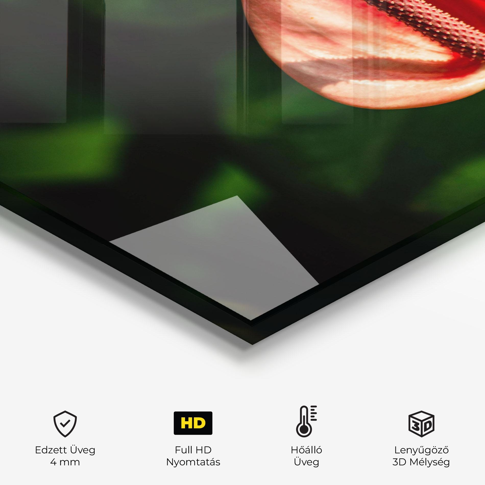 Konyhai üveg hátfal Plant Exotic Red mockup 2