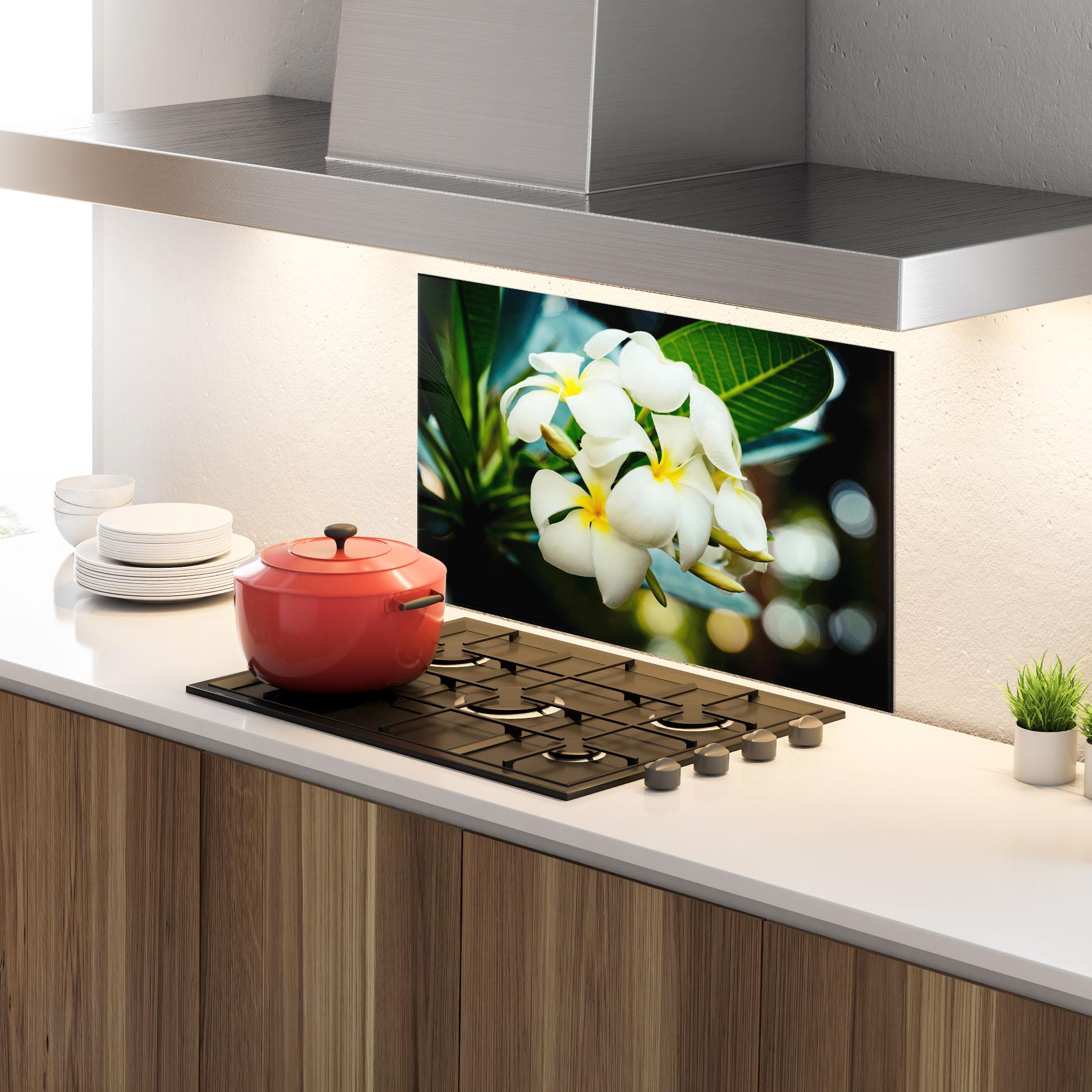 Konyhai üveg hátfal Beautiful White Exotic mockup 4