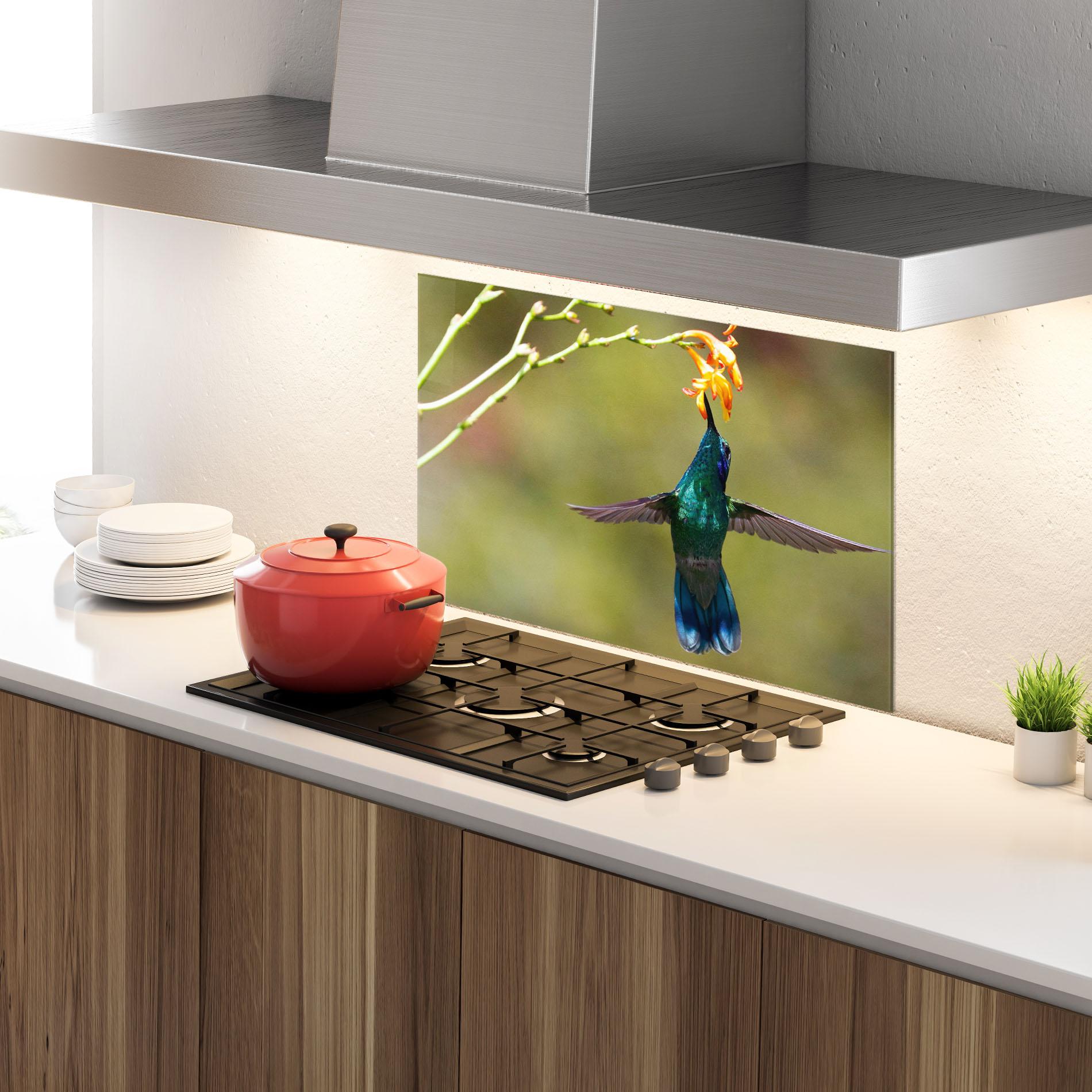 Konyhai üveg hátfal Orange Flower Exotic mockup 4