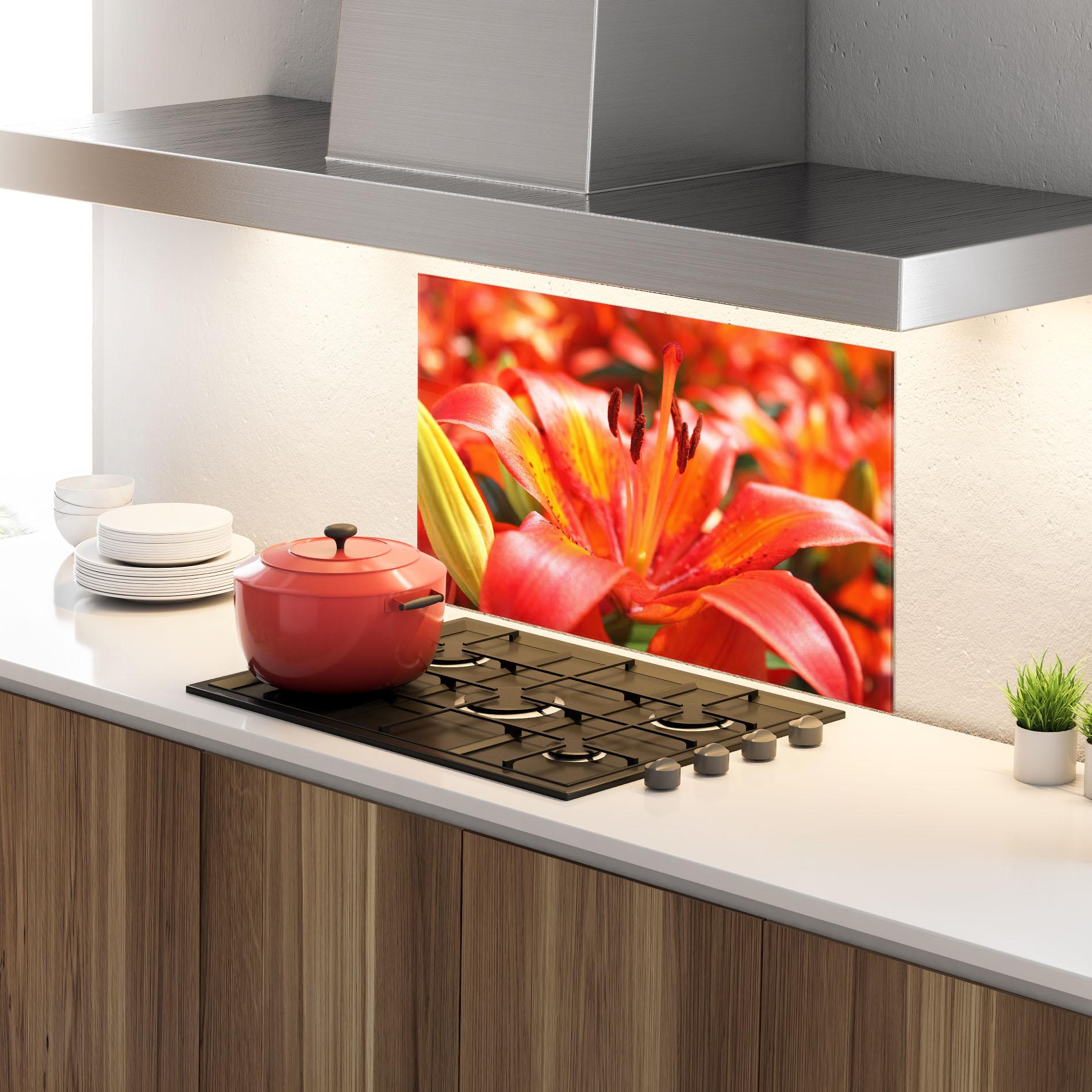 Konyhai üveg hátfal Pretty Orange Exotic mockup 4