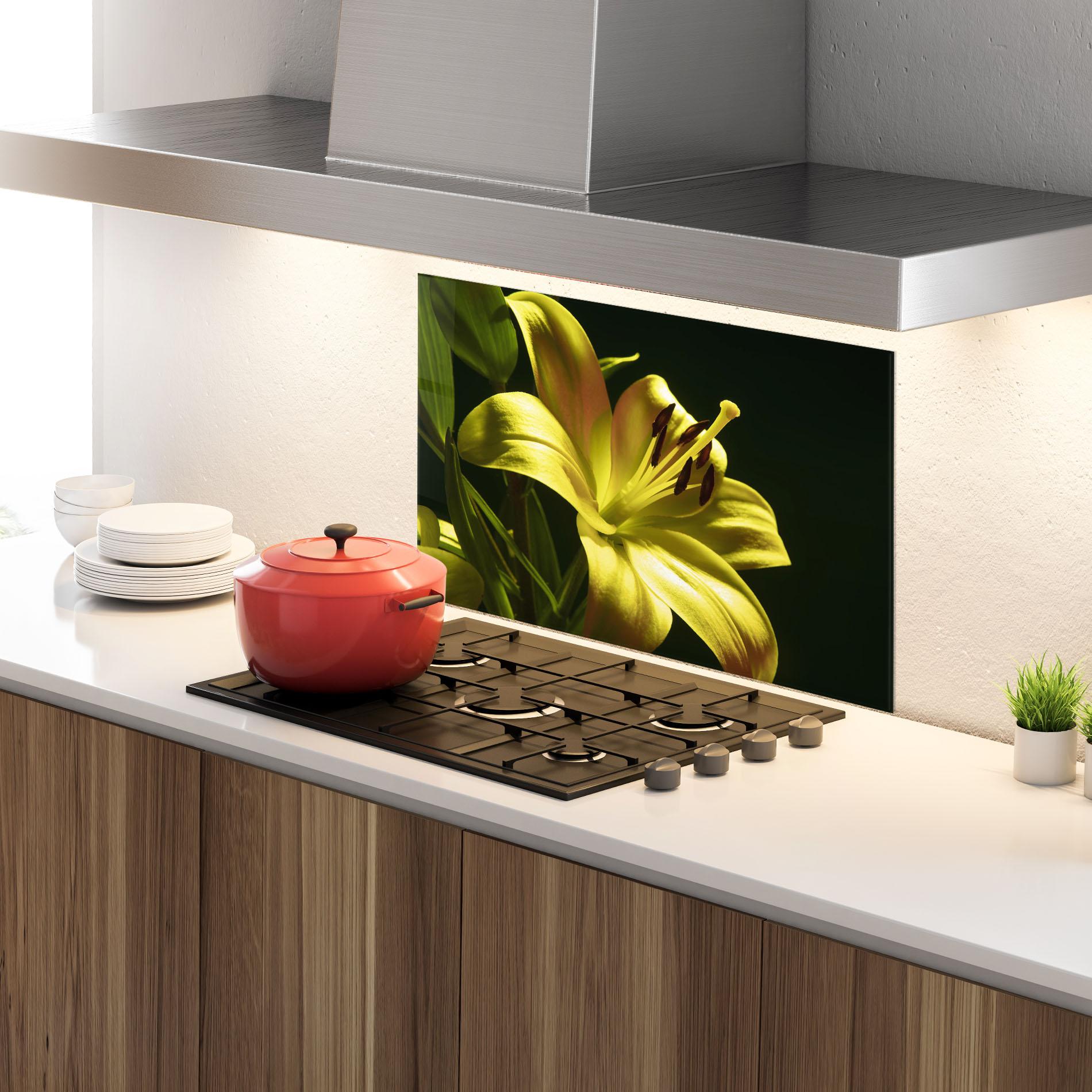 Konyhai üveg hátfal Yellow Gold Exotic mockup 4