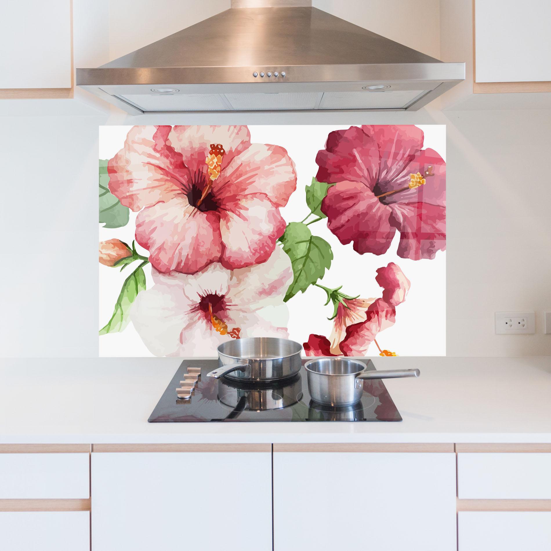 Konyhai üveg hátfal Exotic Flower Paint mockup 5