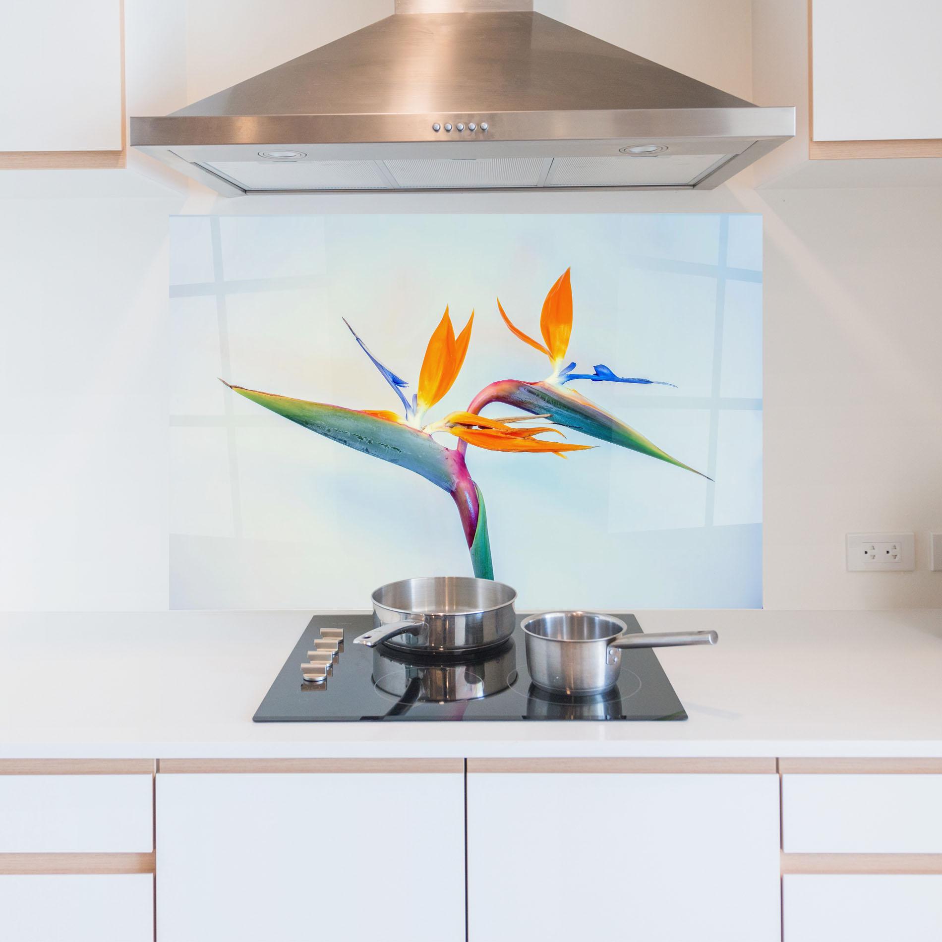 Konyhai üveg hátfal Green Orange Exotic mockup 5